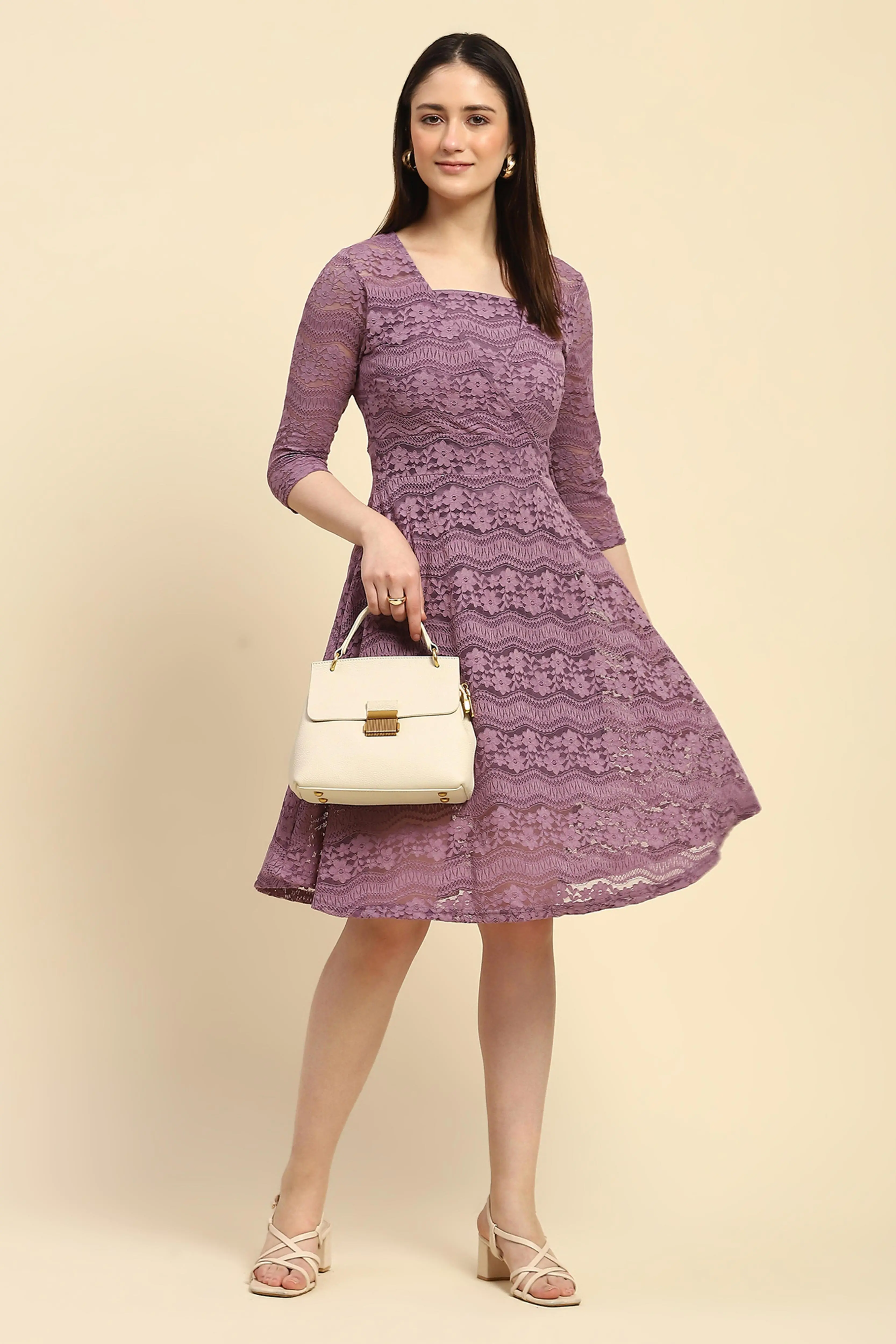 Lace Floral Fit & Flare Dress - Image 6