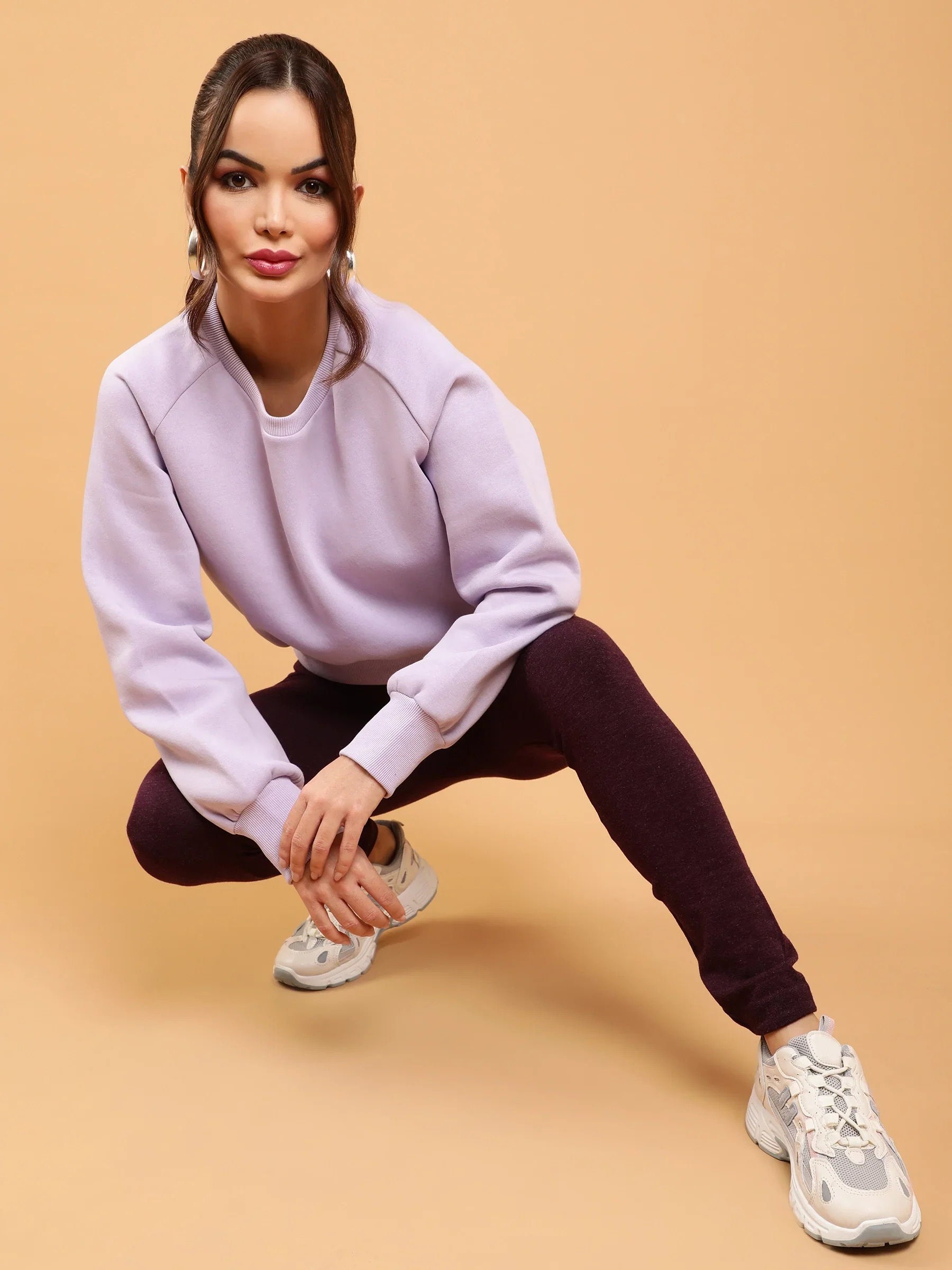 Lilac Raglan Sleeves Anti Fit Fleece Sweatshirt - Image 2