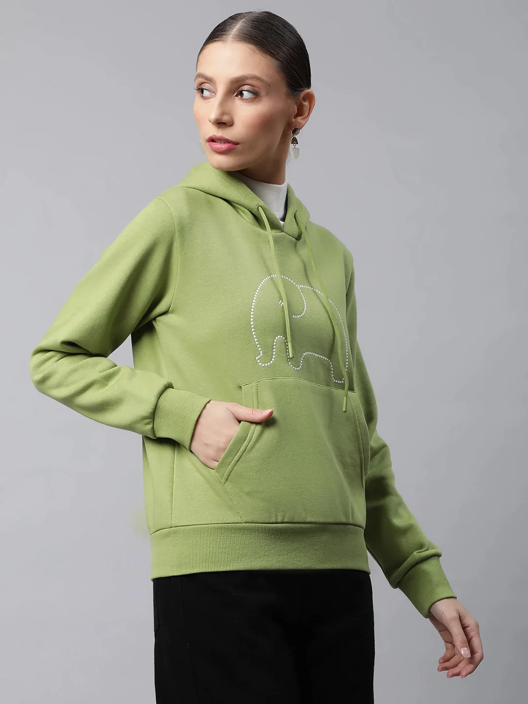 Green Loose Fit Fleece Sweatshirt - Image 5