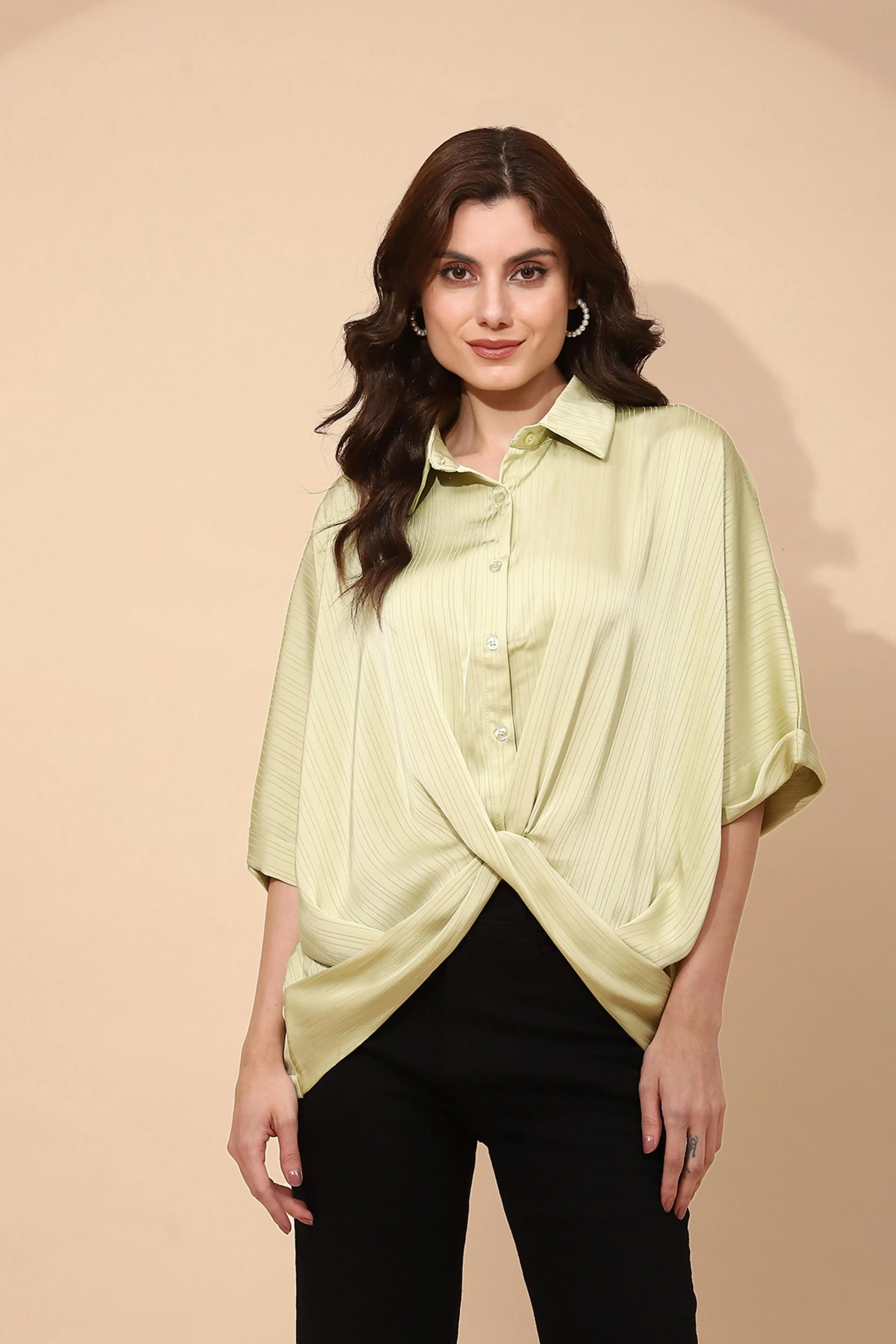 Green Loose Blouson Top