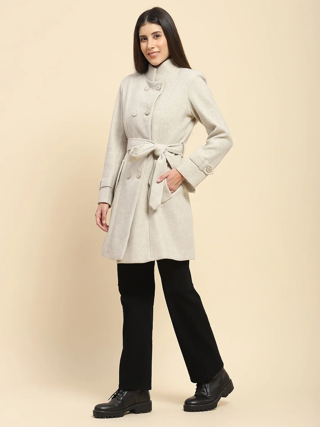 Beige Long Winter Coat - Image 8