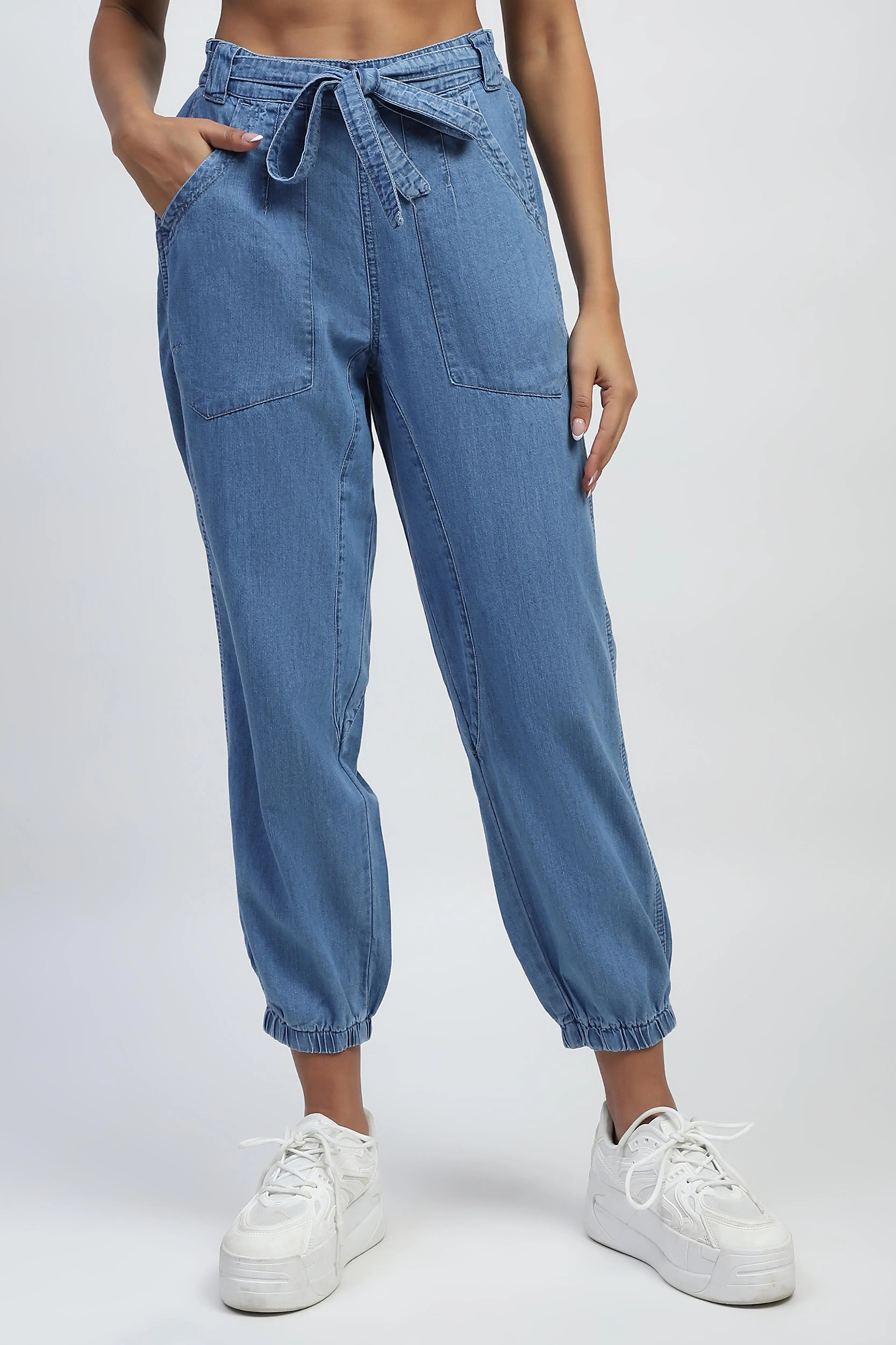 Boyfriend Fit Cotton Blend Jeans