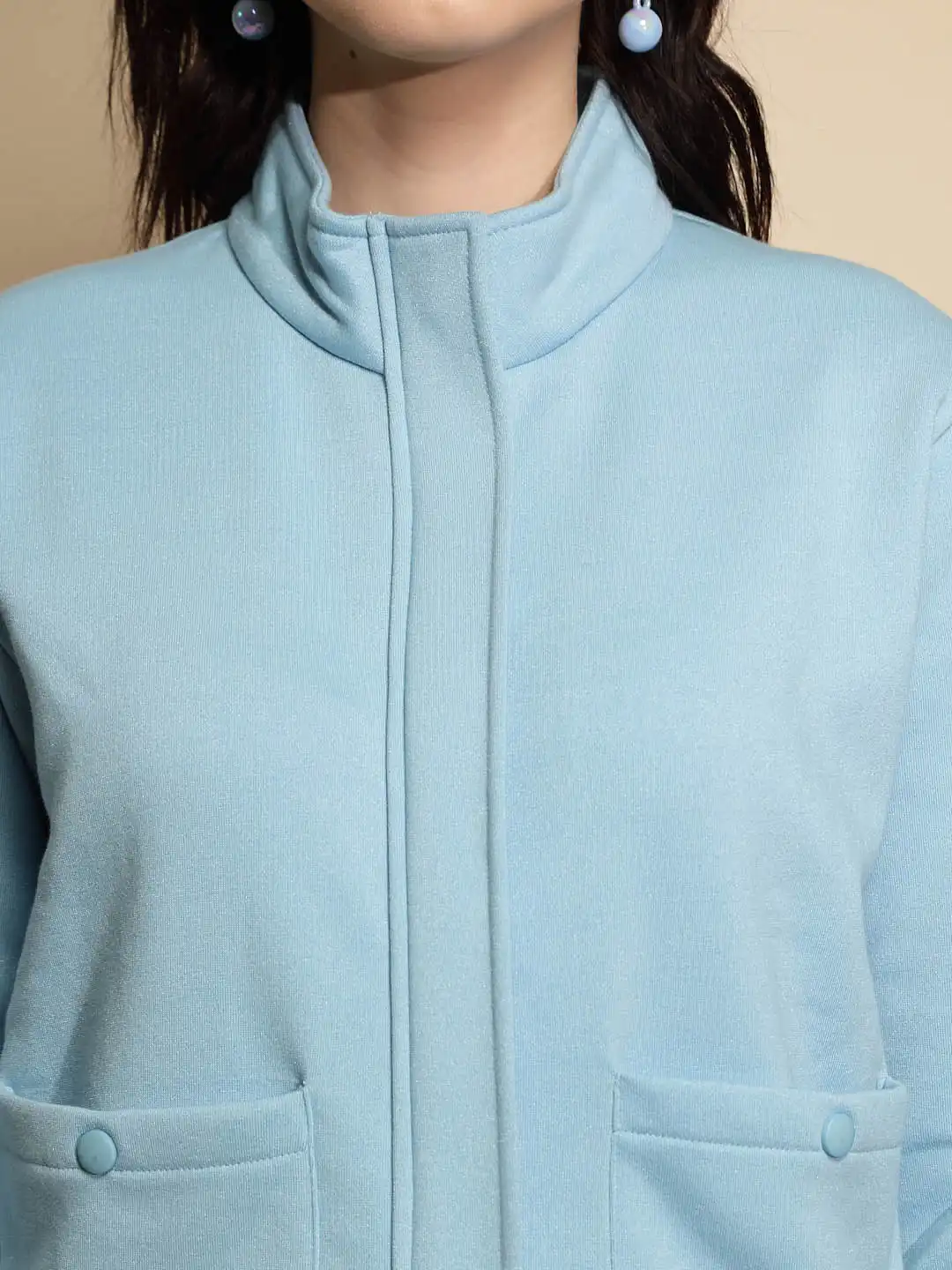 Light Blue Solid Acrylic Sweatshirt - Image 11
