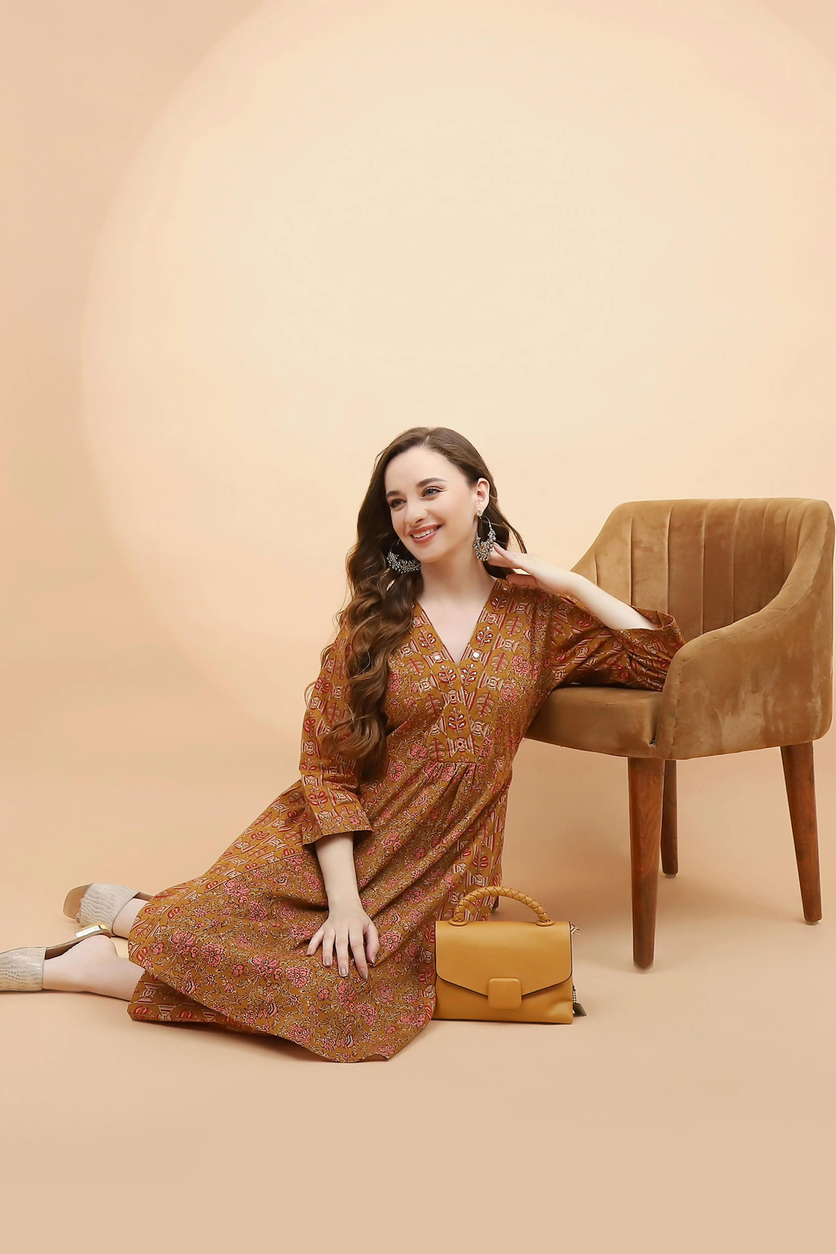 Light Brown Printed Cotton Tunic Set - Image 8