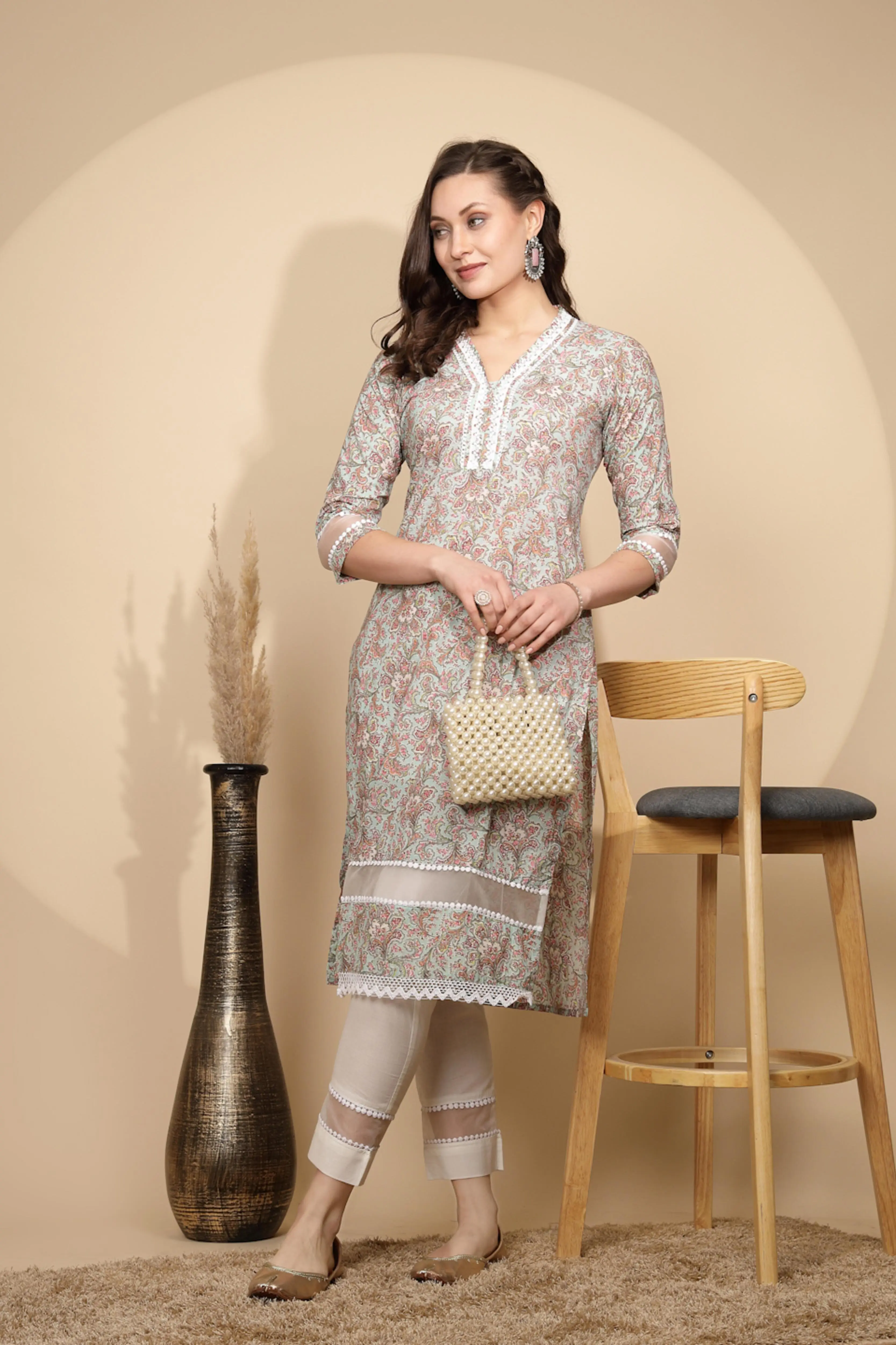 Light Green Cotton Kurta Set - Image 6