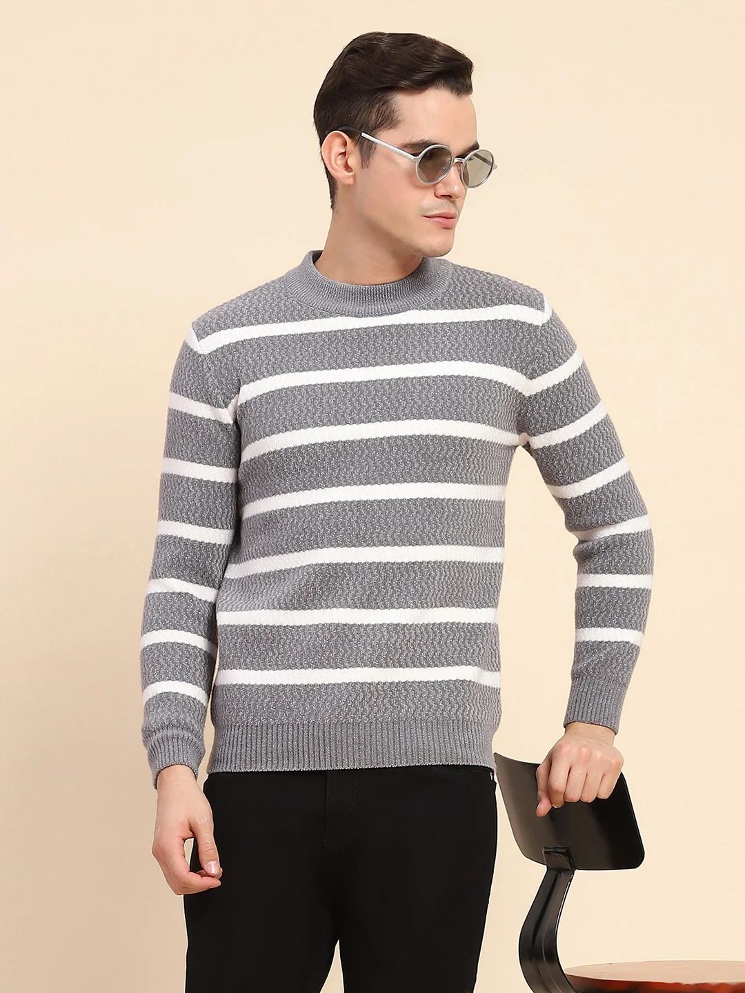 Grey Striped Pullover - Image 12