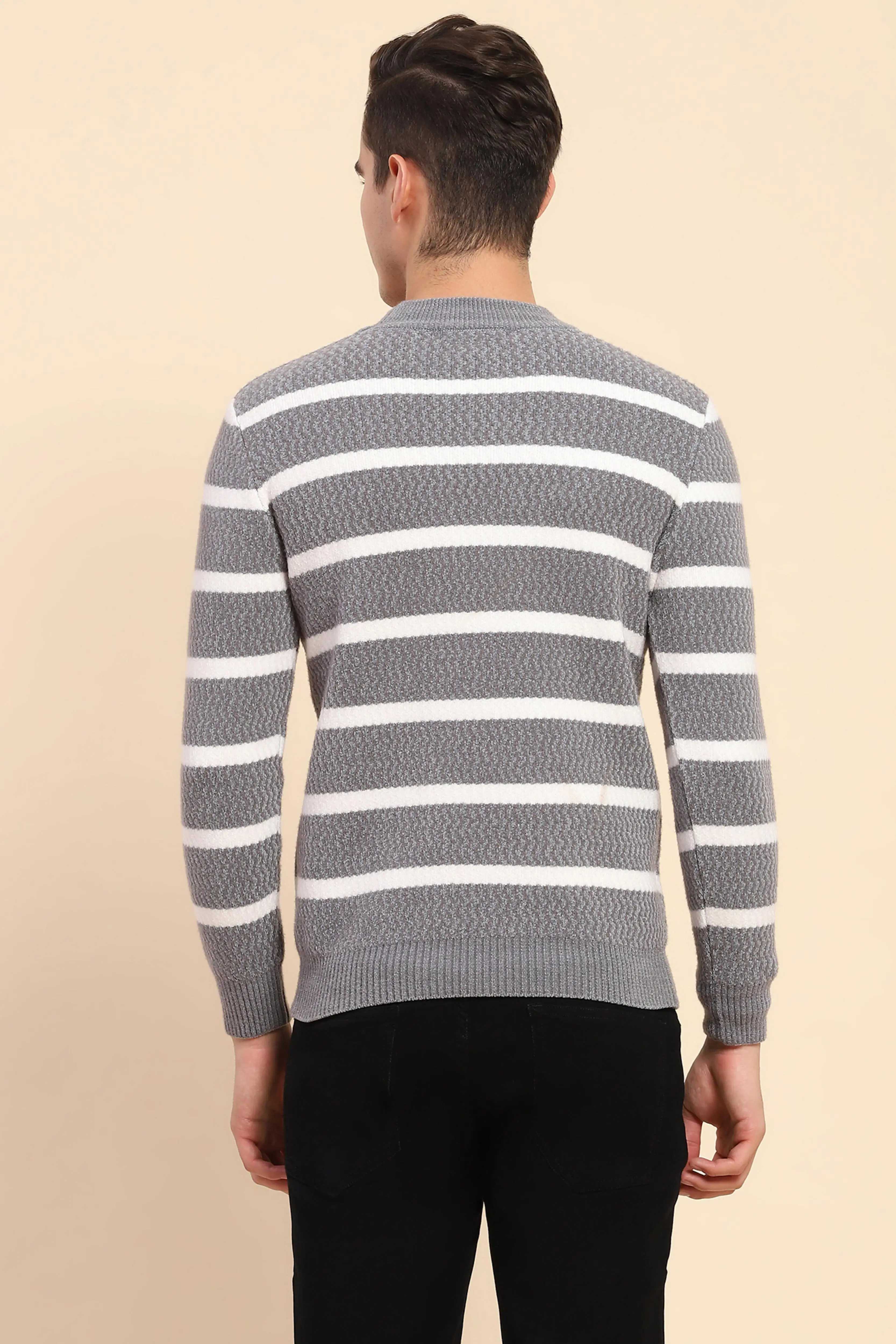Grey Striped Pullover - Image 4