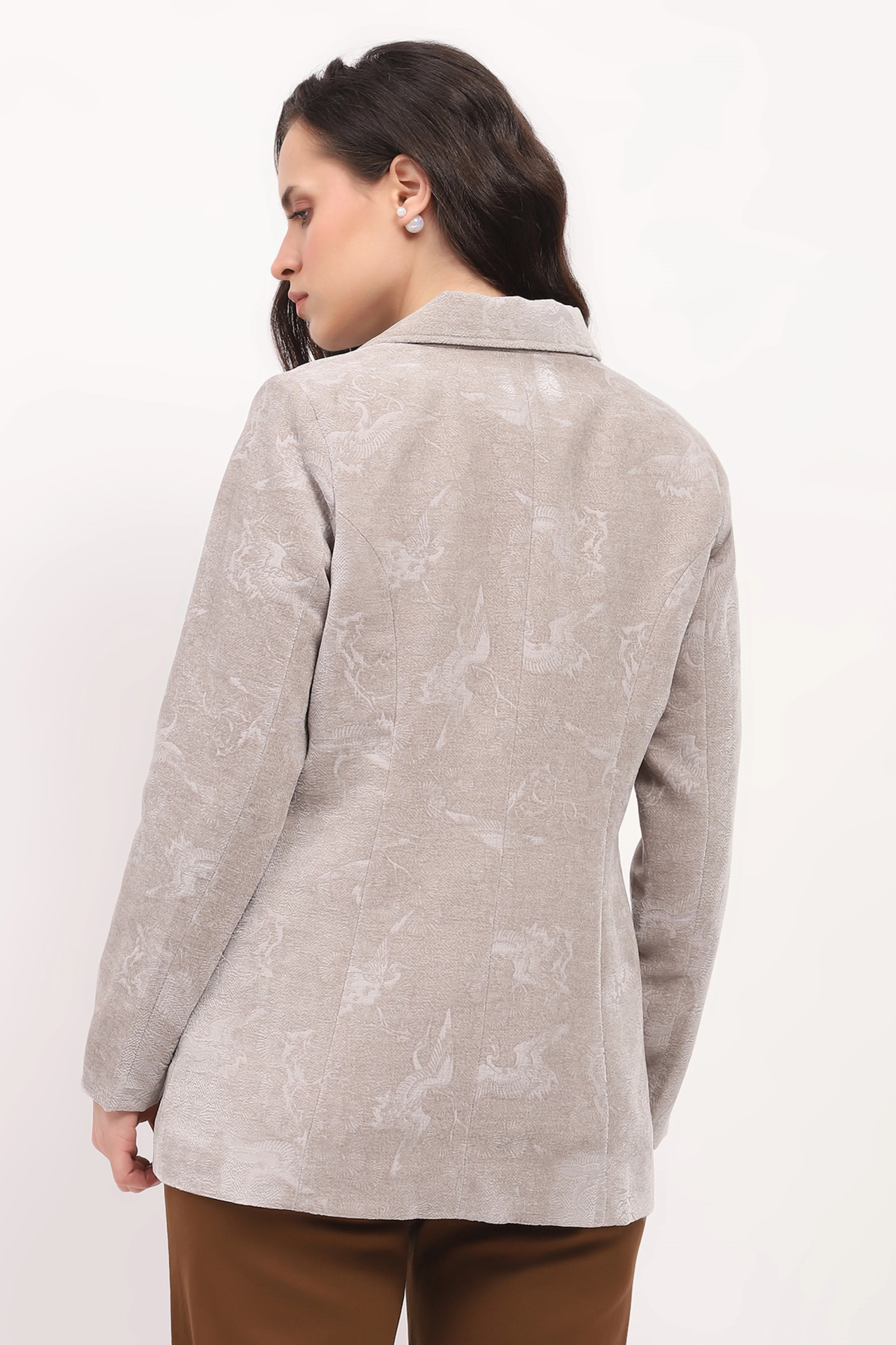 Light Grey Textured Winter Coat - Image 4