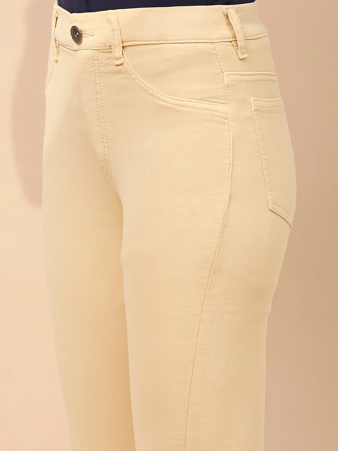 Yellow Cotton Blend Slim Jegging - Image 10