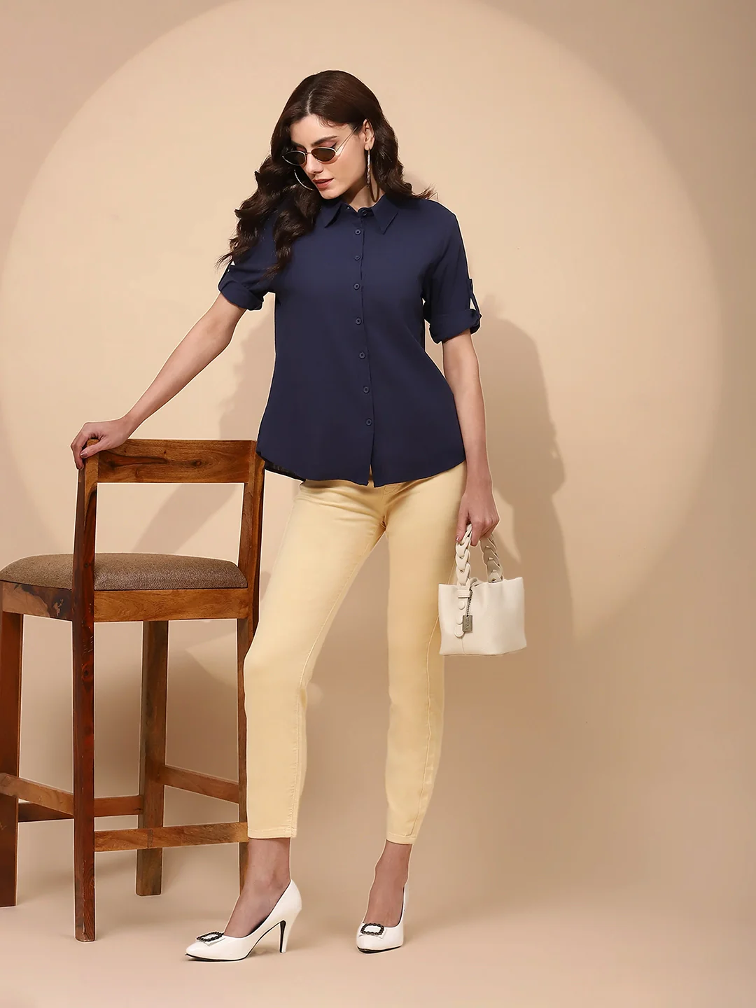 Yellow Cotton Blend Slim Jegging - Image 12