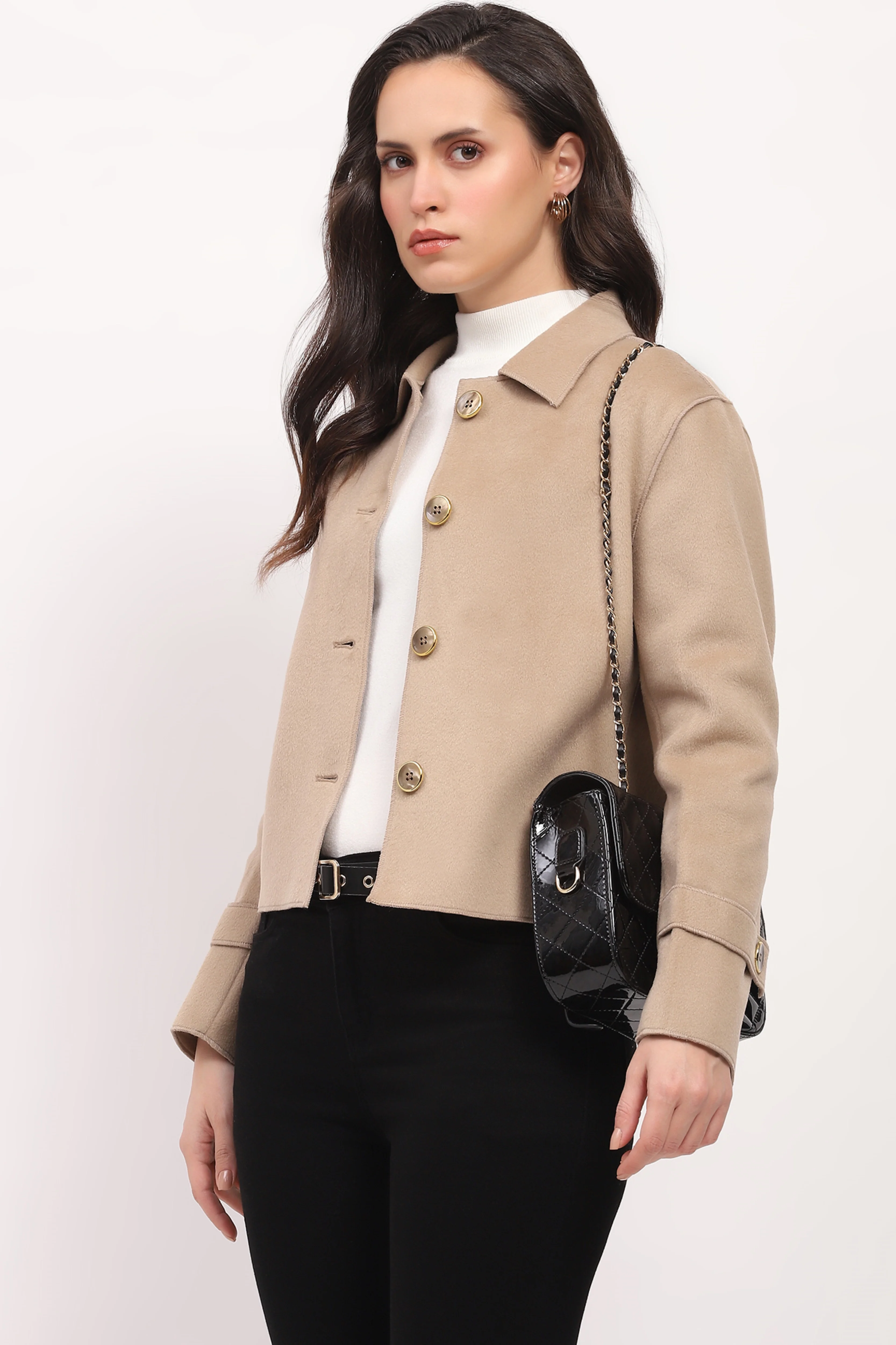Lightweight Warm Beige Winter Coat - Image 4
