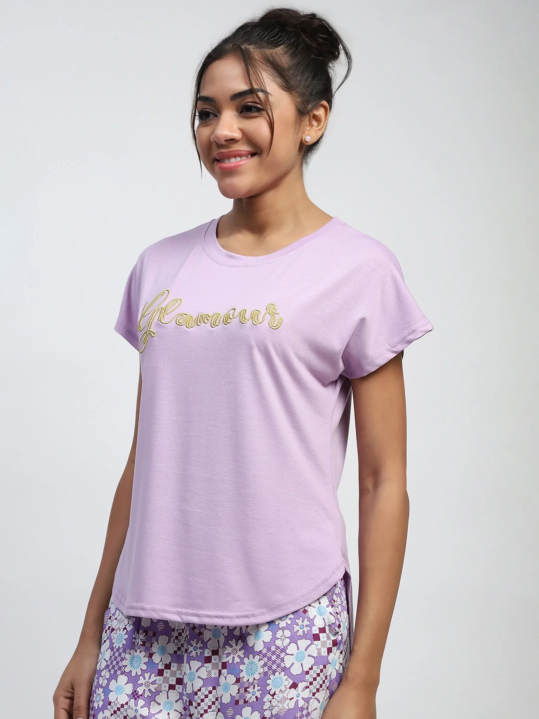 Lilac Printed Rayon Loungewear - Image 7