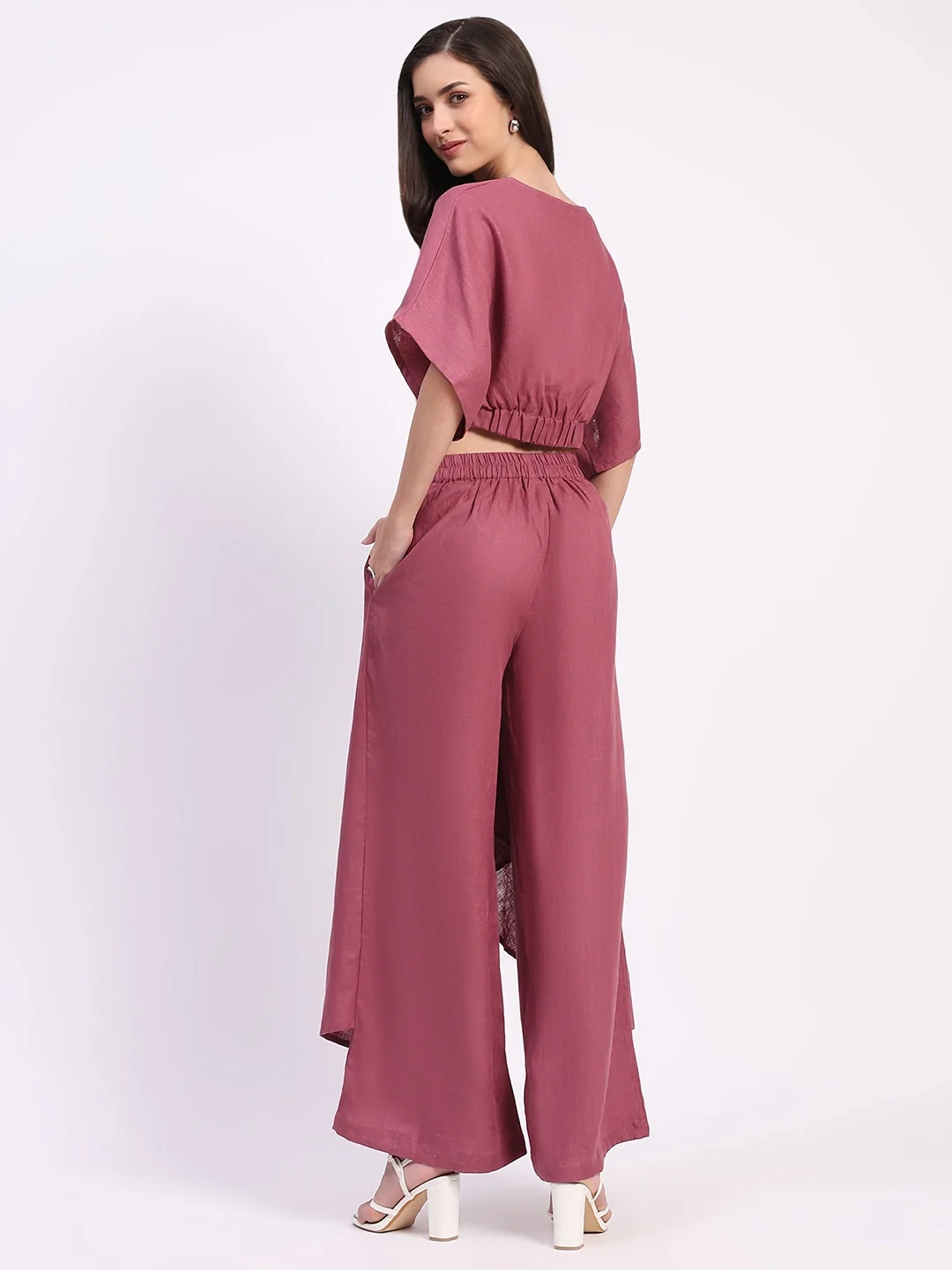 Linen Top with Wide-Leg Panel Bottom - Image 12