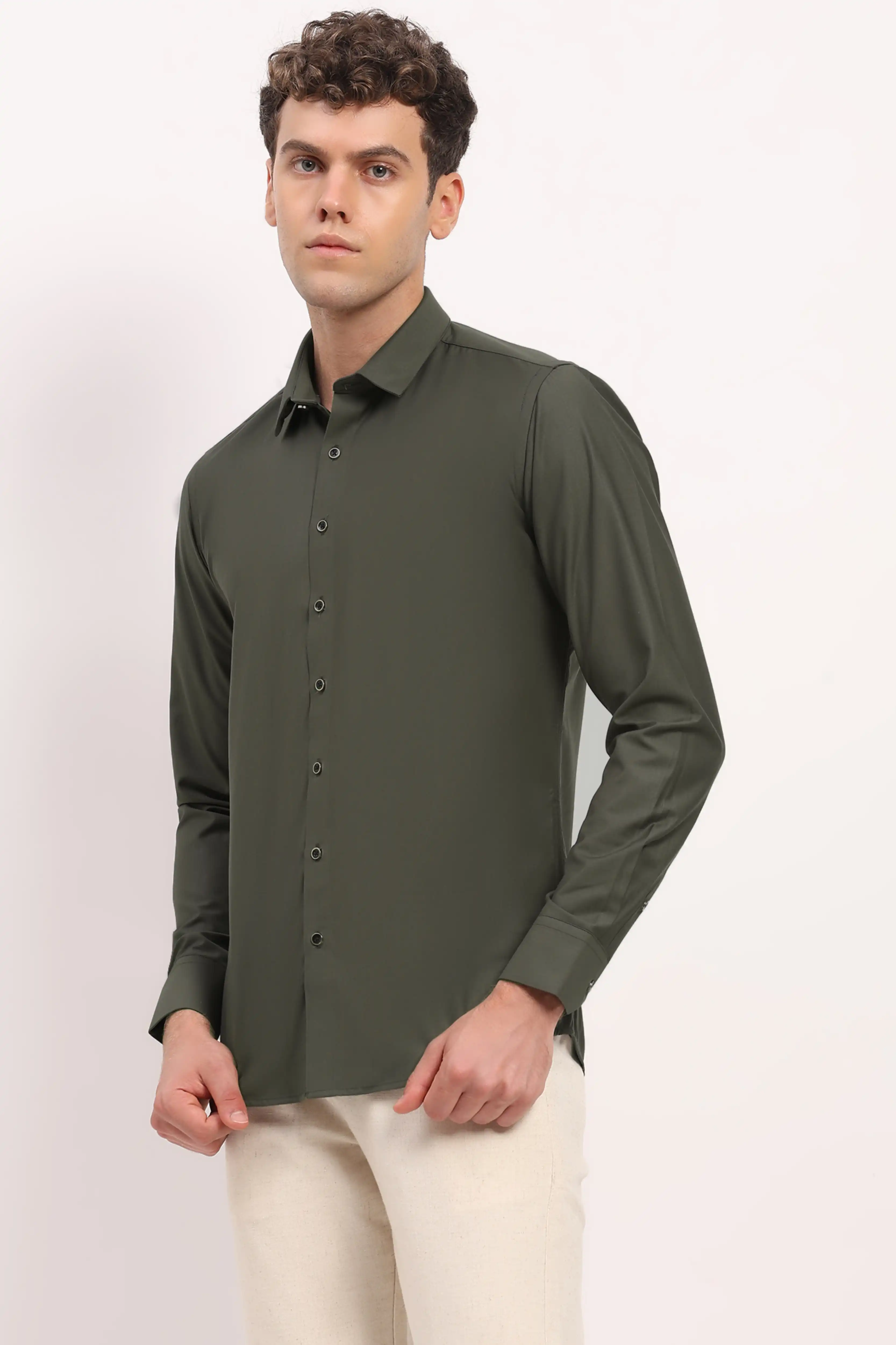 Luxury Green Casual Shirt - Image 2