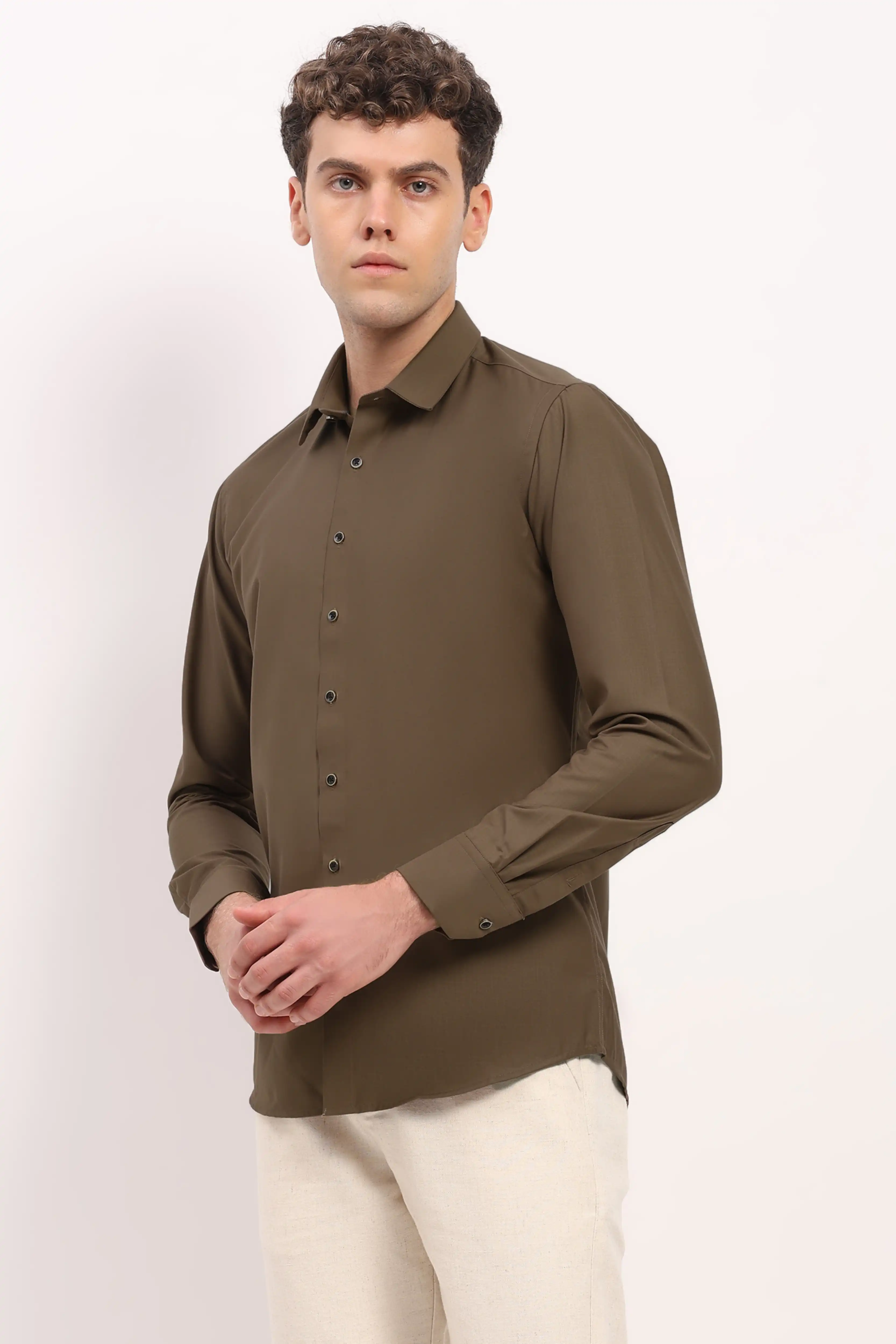 Luxury Olive Casual Shirt - Image 2