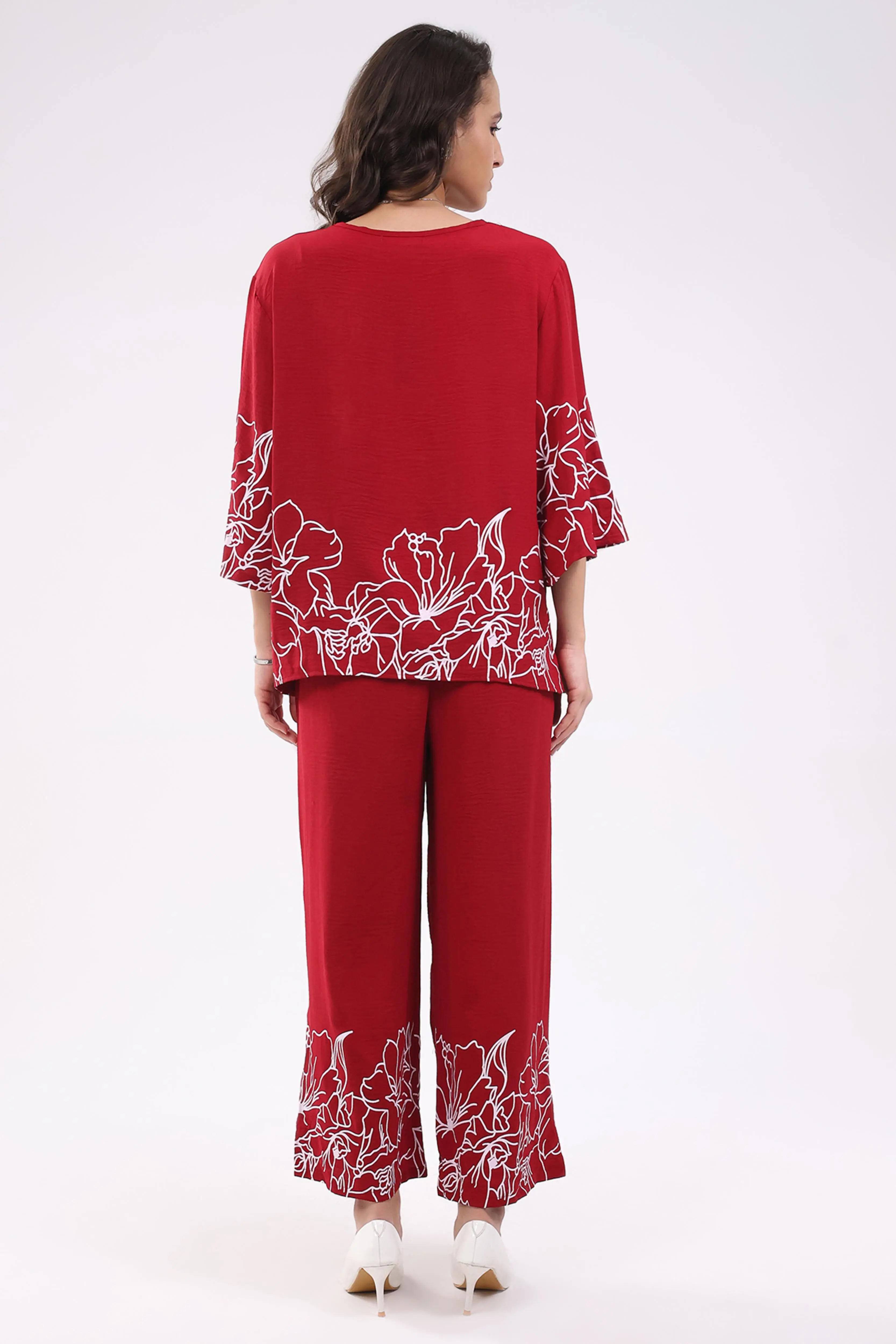 Magenta Printed Rayon Blend Loungewear - Image 4