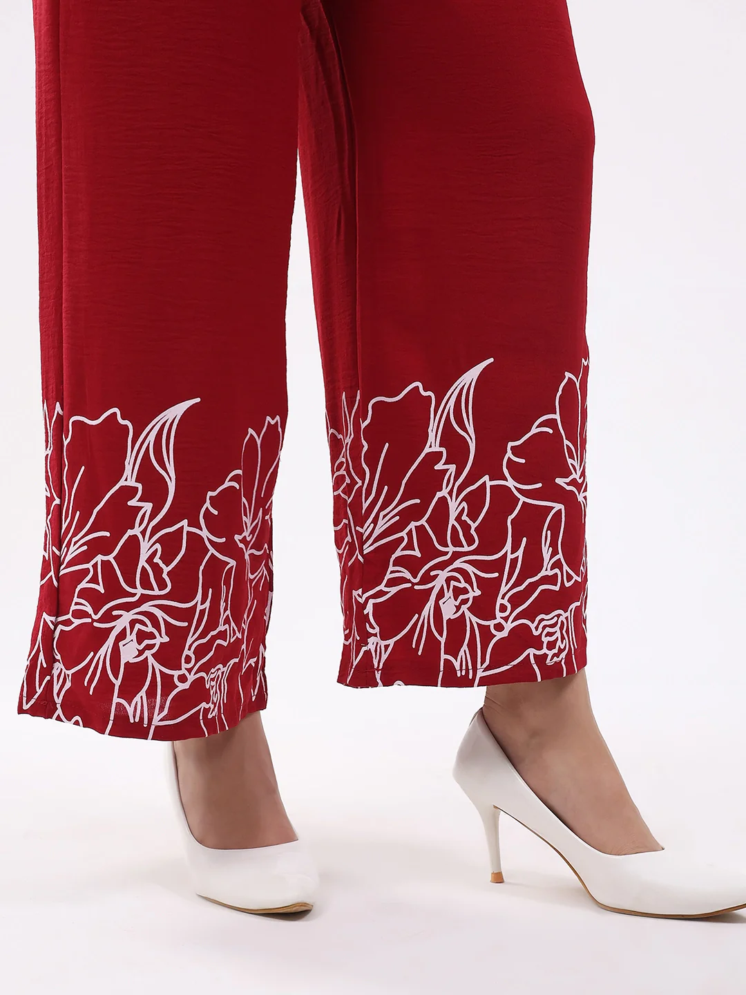 Magenta Printed Rayon Blend Loungewear - Image 7