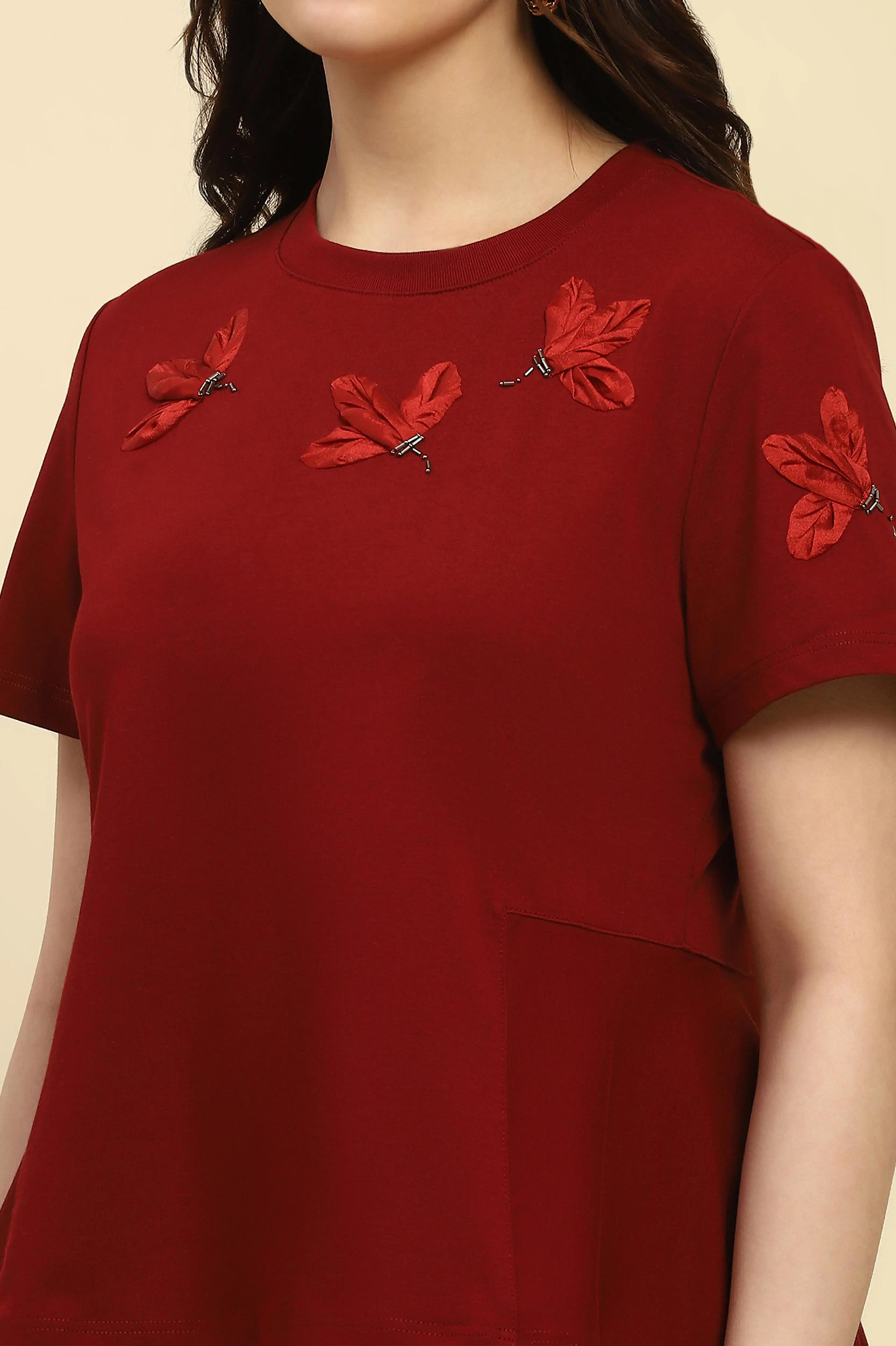 Maroon Applique UV Protection Top - Image 6