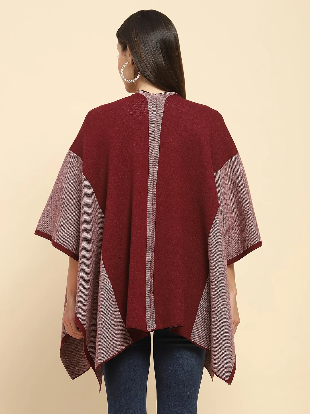 Maroon Wool Blend Winter Shrug - Image 11