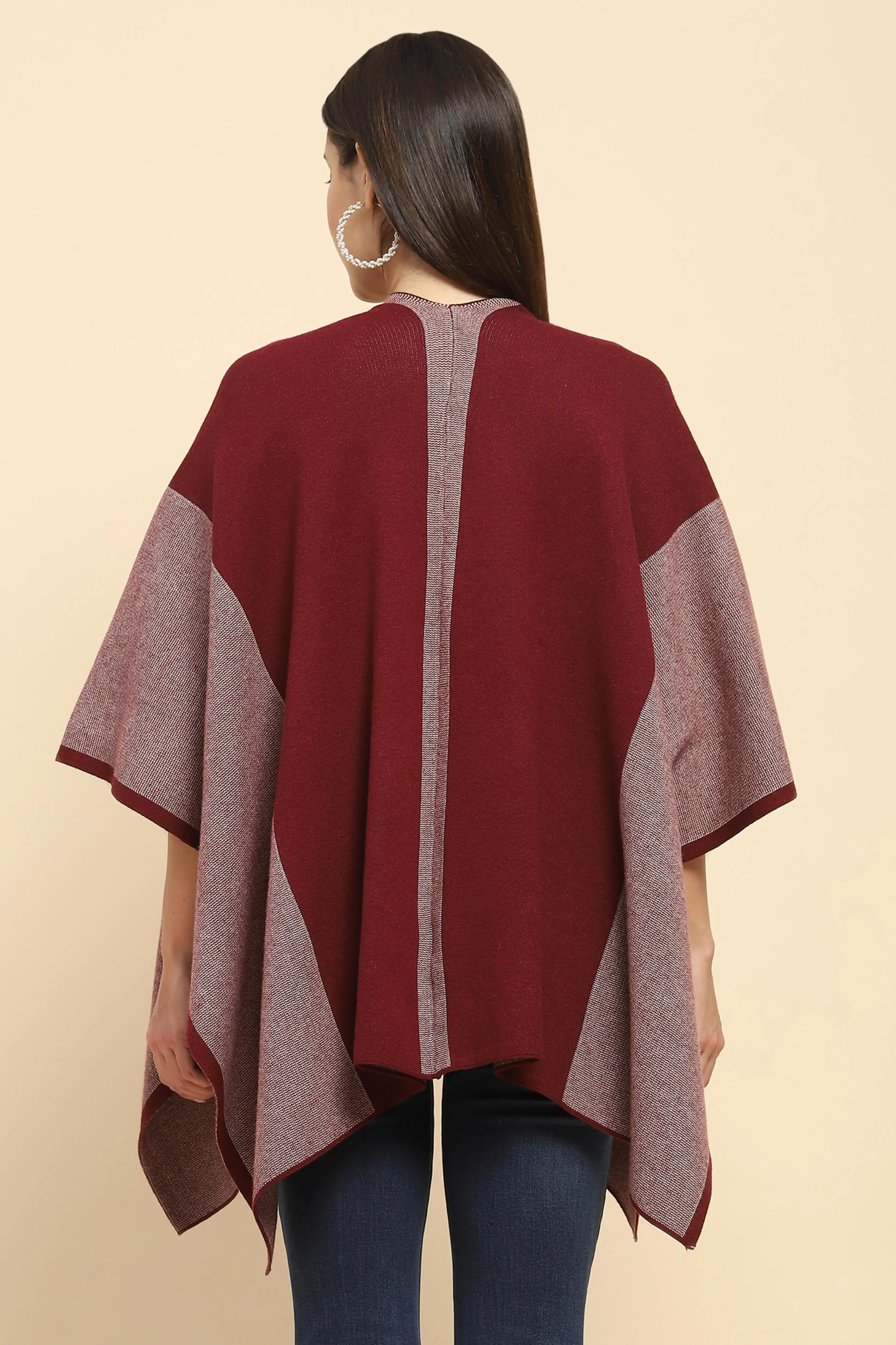 Maroon Wool Blend Winter Shrug - Image 4