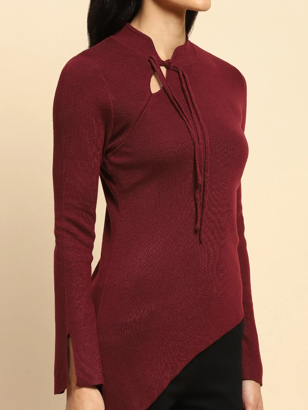 Maroon Acrylic Blend Winter Top - Image 11