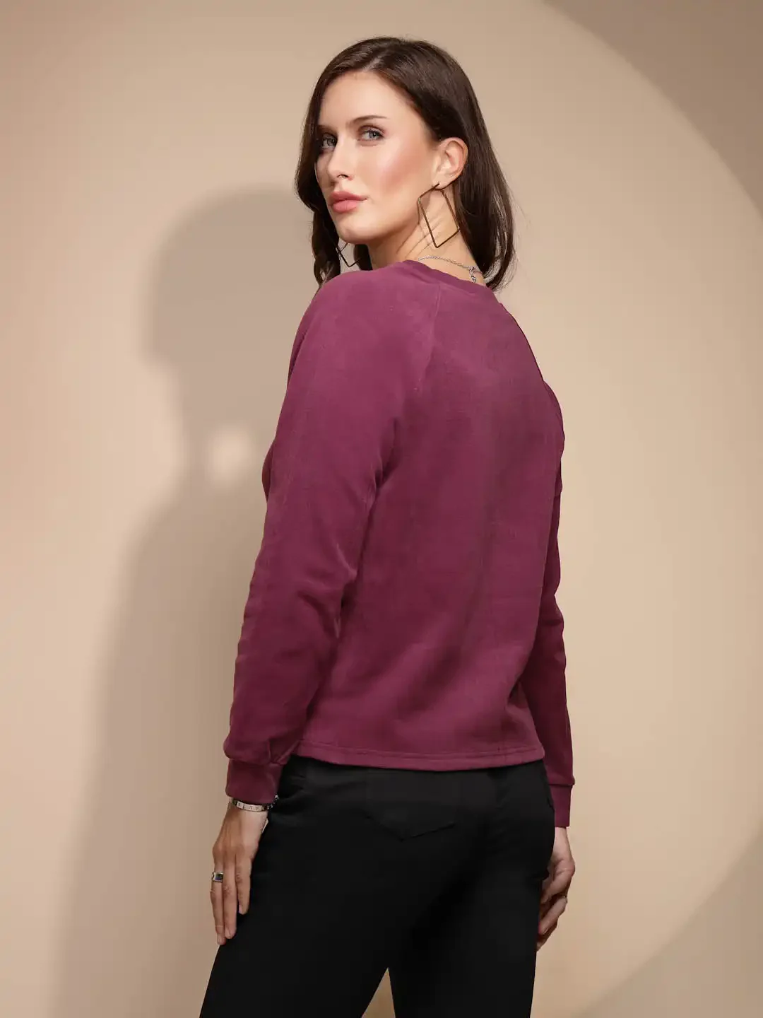 Maroon Round Neck Acrylic Night Suit - Image 2