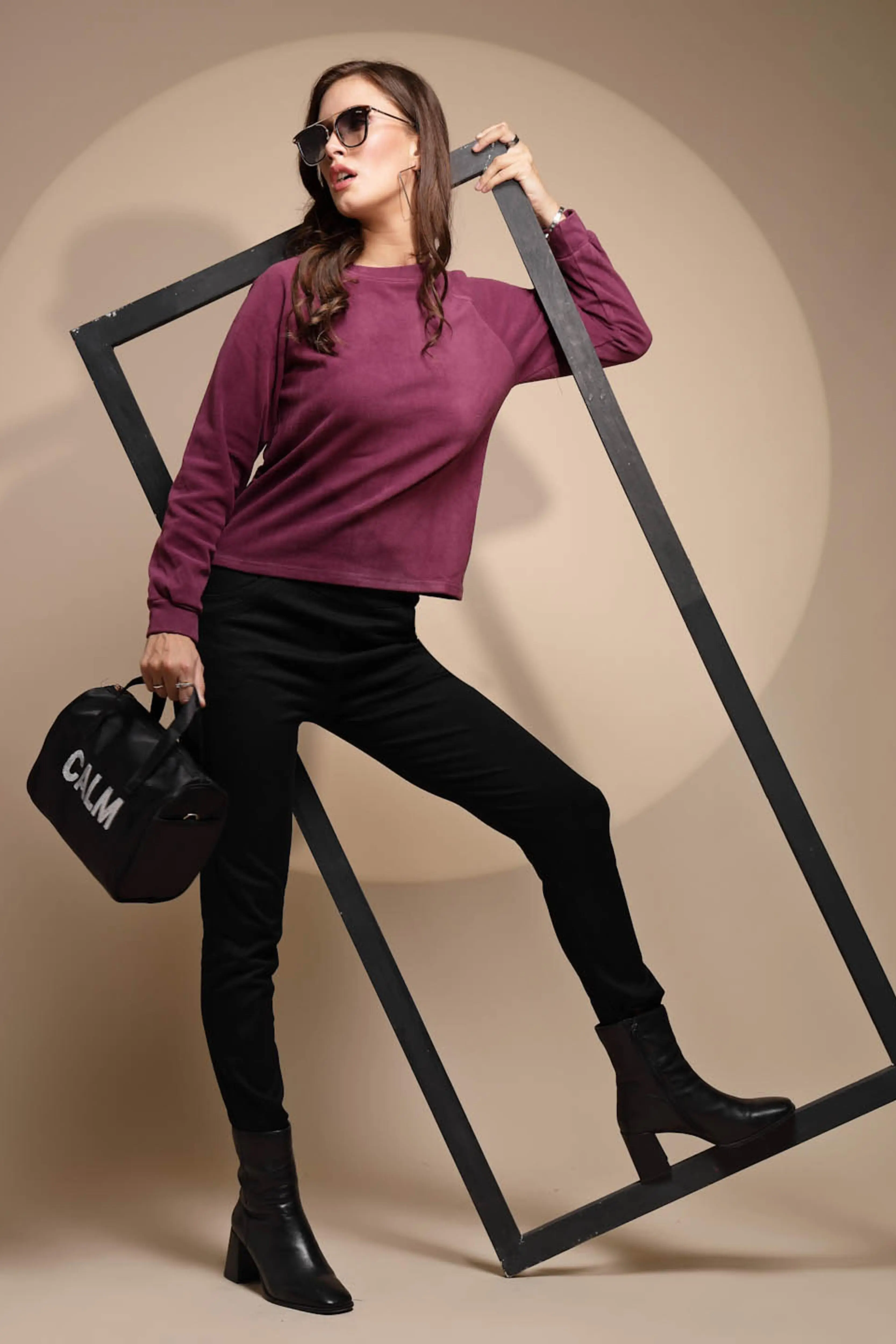 Maroon Round Neck Acrylic Night Suit - Image 6