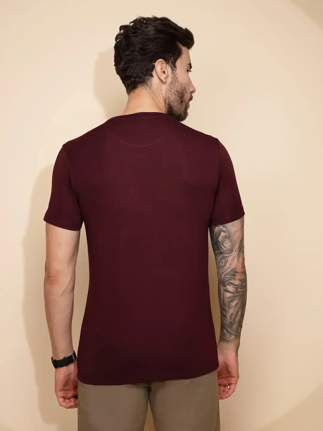 Maroon Viscose Blend T-Shirt - Image 13