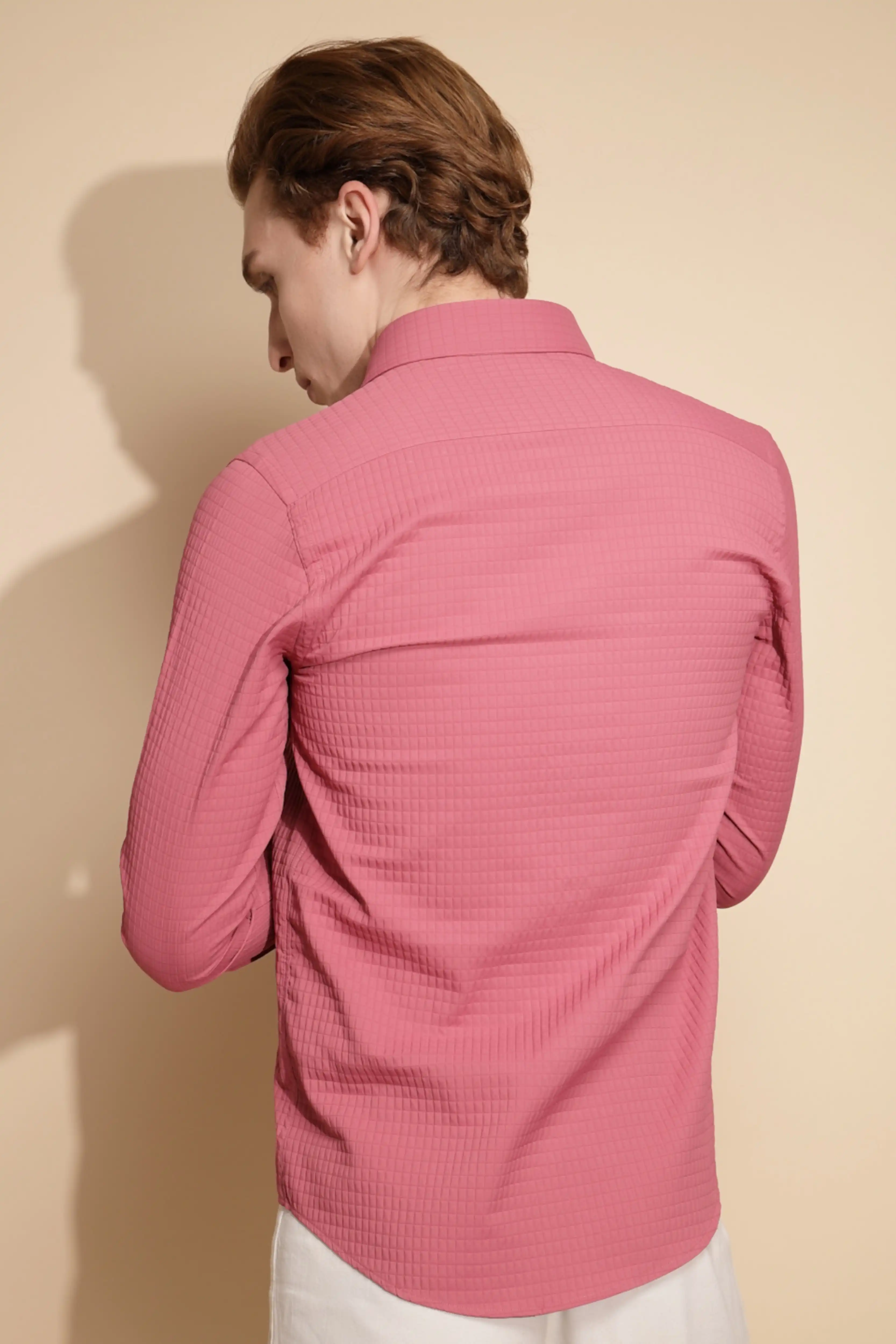 Pink Solid cotton Shirt - Image 4