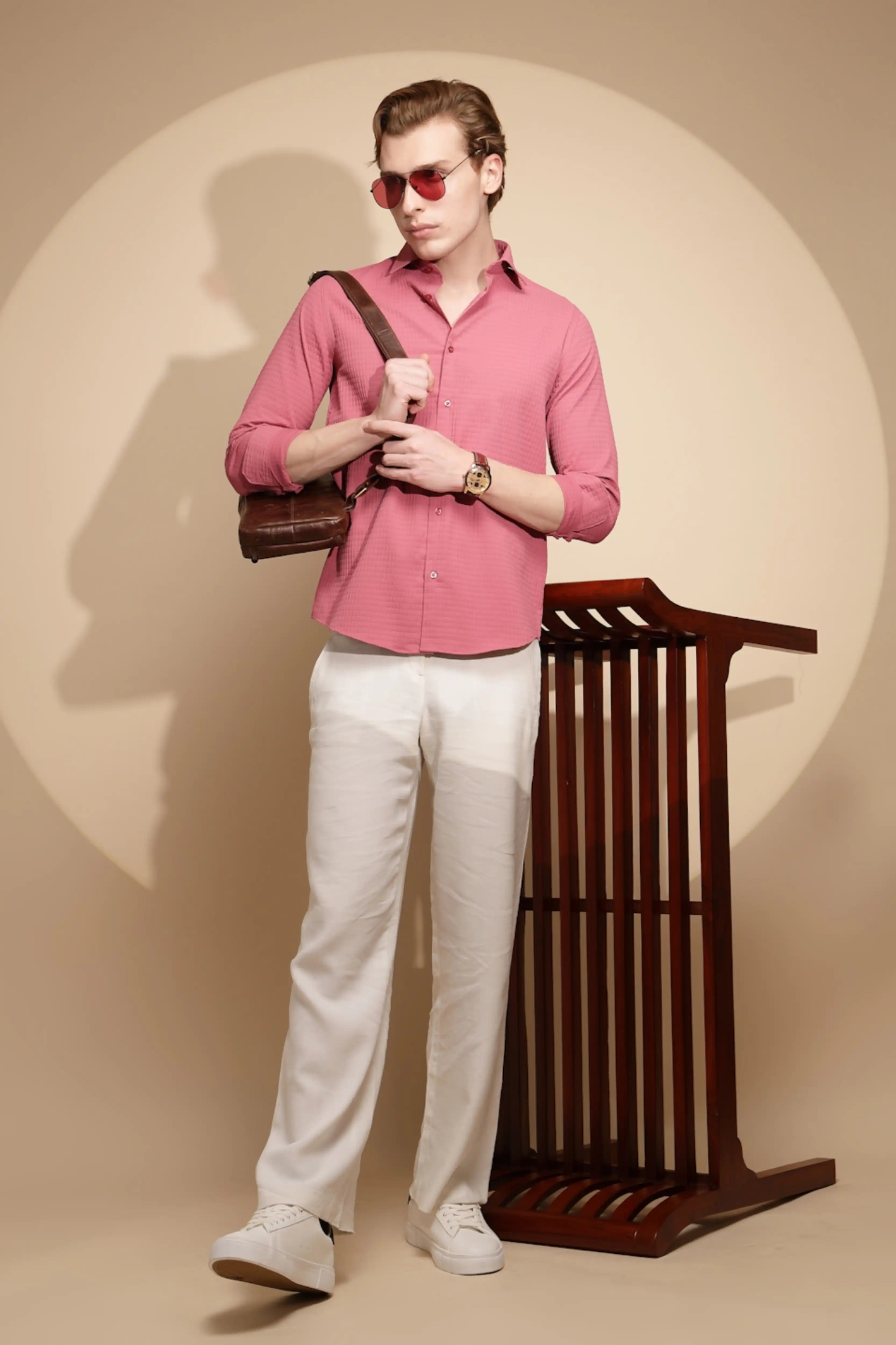 Pink Solid cotton Shirt - Image 9