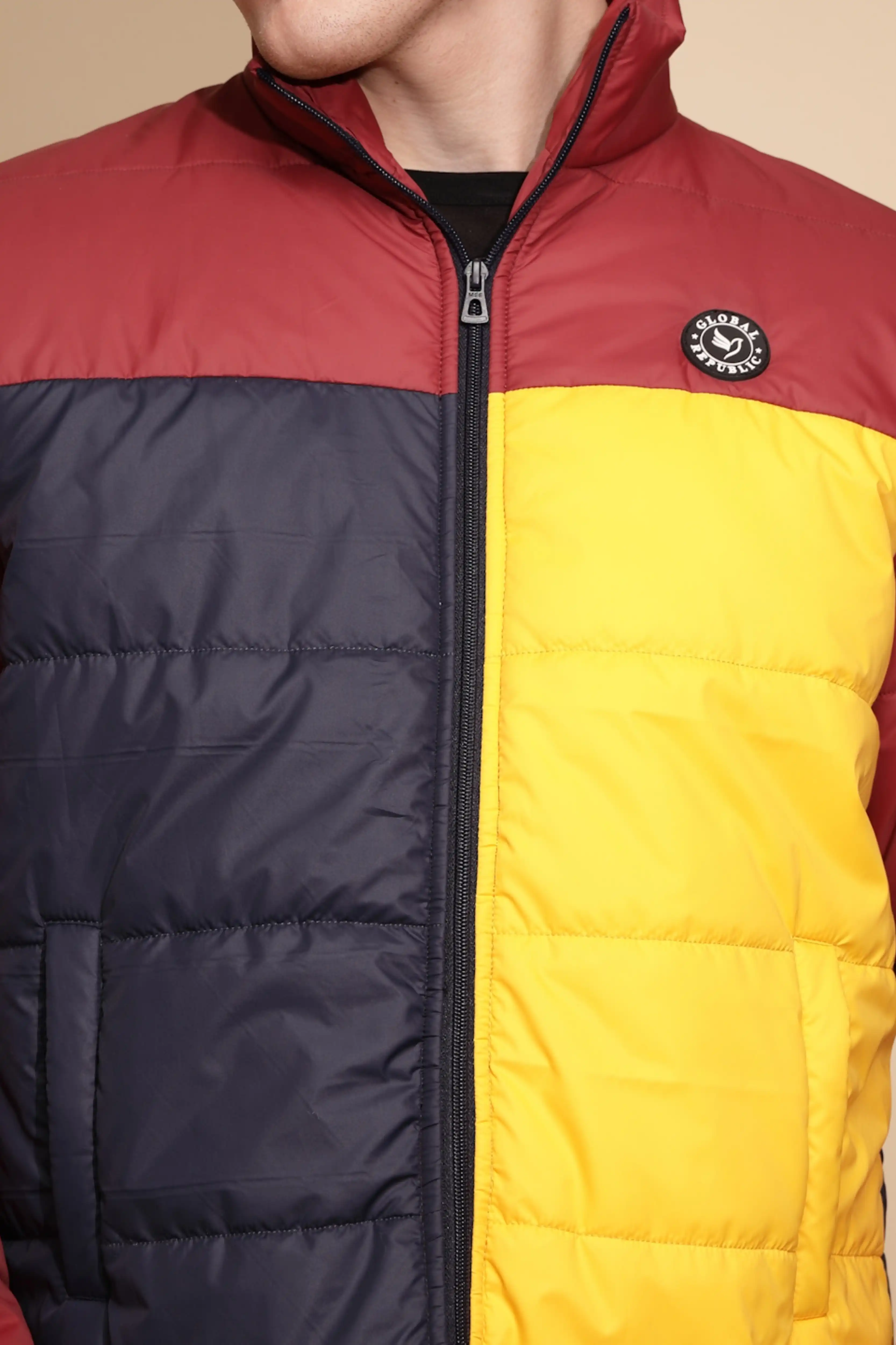 Red & Yellow Color Block cotton Jacket - Image 5