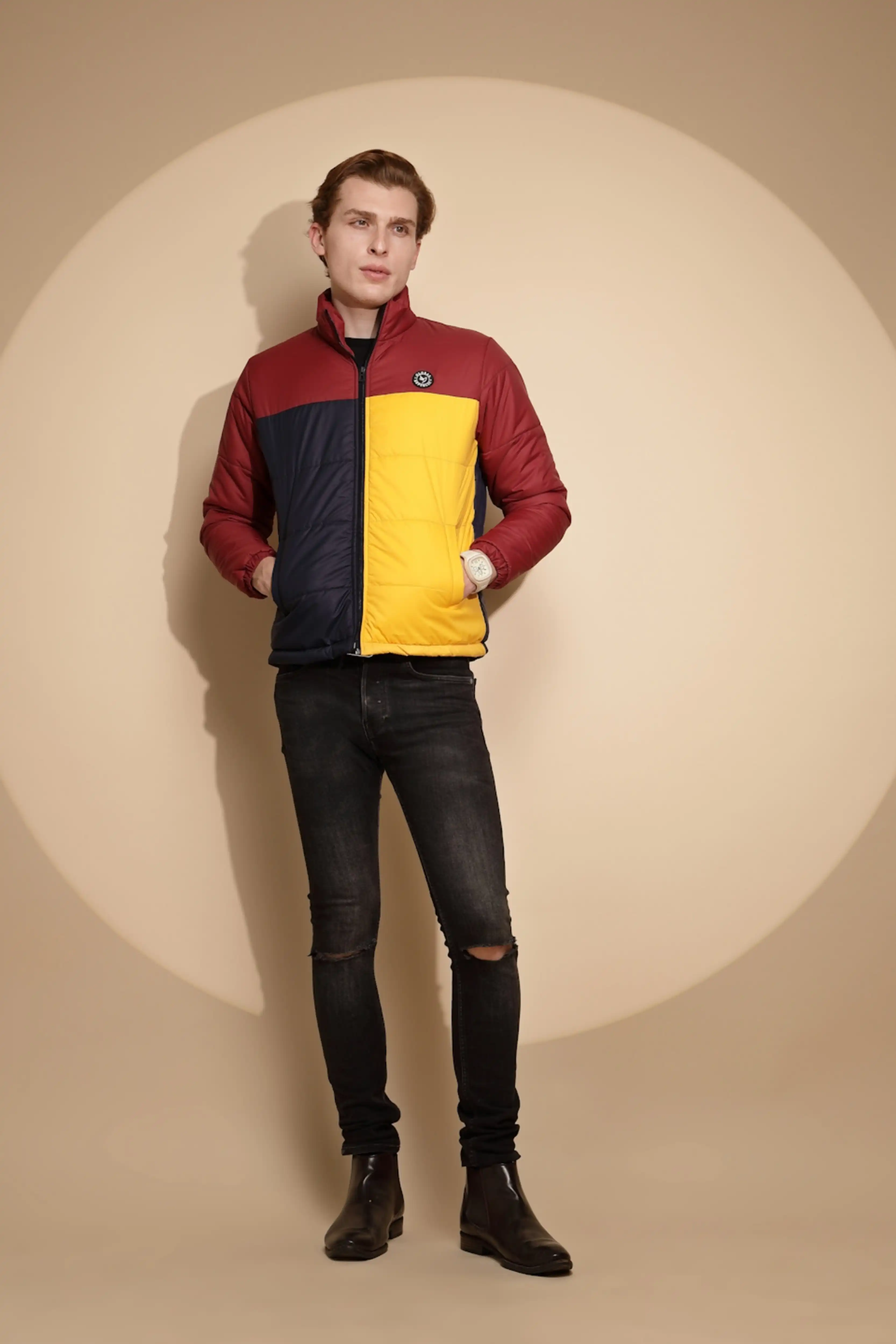 Red & Yellow Color Block cotton Jacket - Image 7