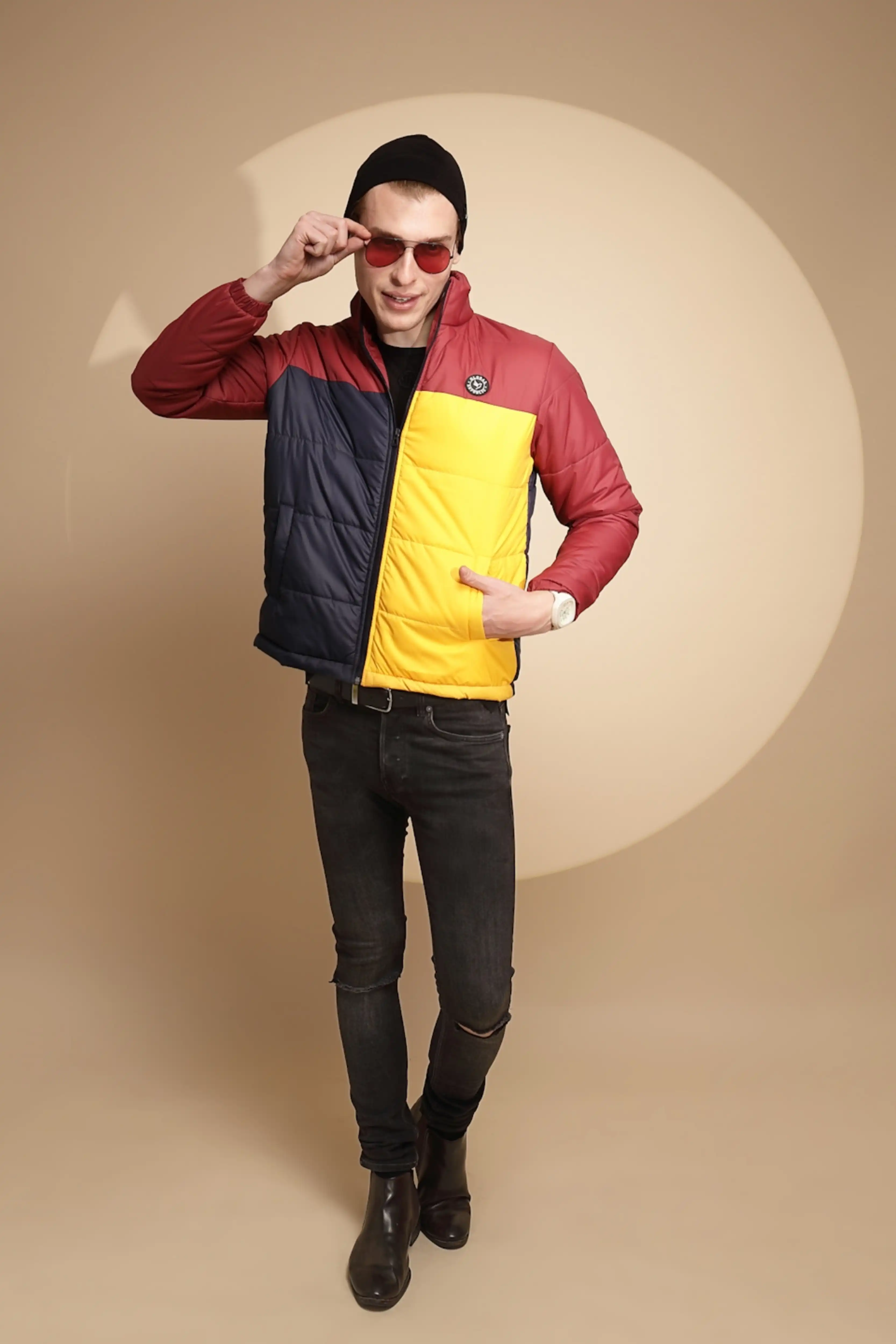 Red & Yellow Color Block cotton Jacket - Image 8