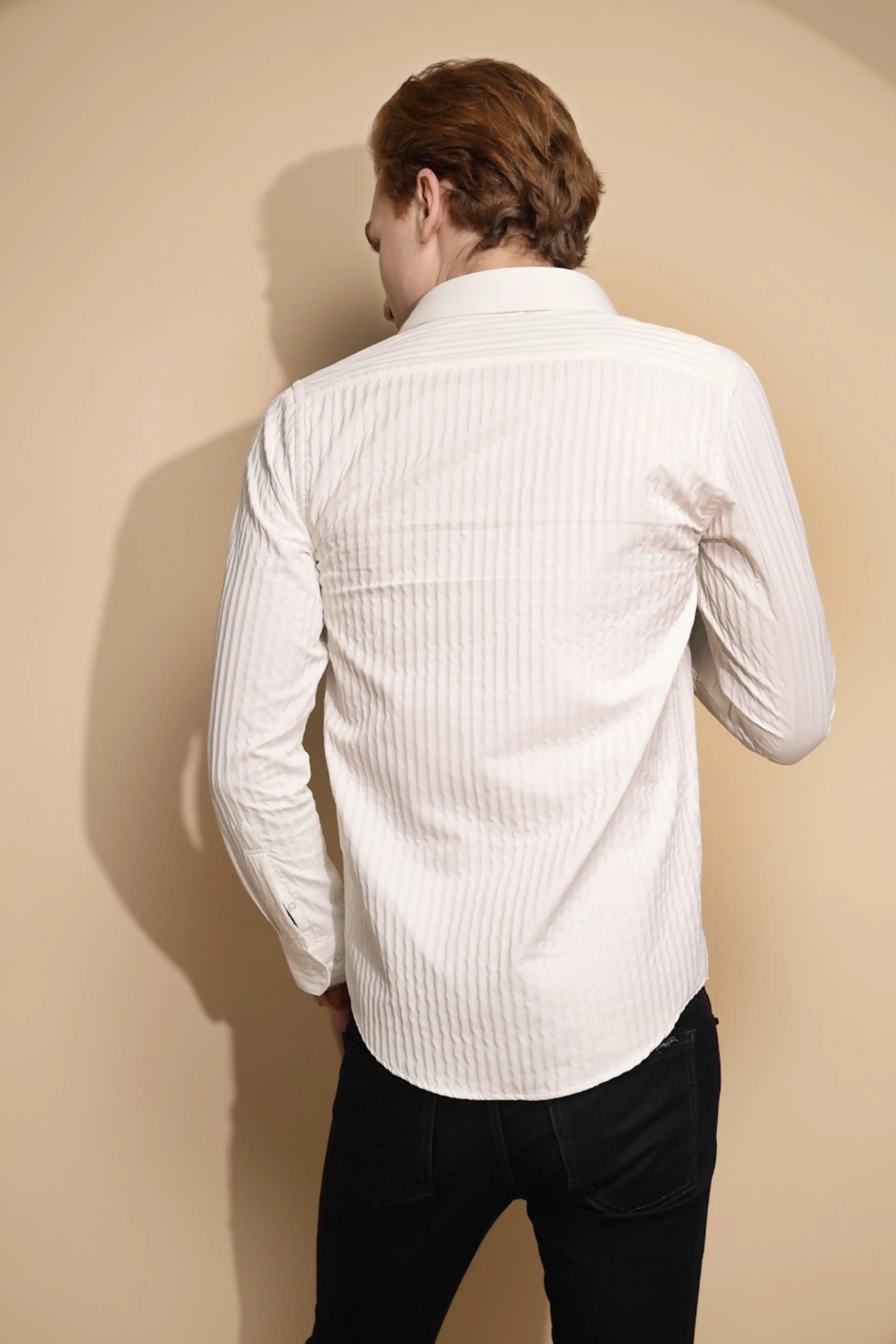 White Solid cotton Slim Fit Shirt - Image 5