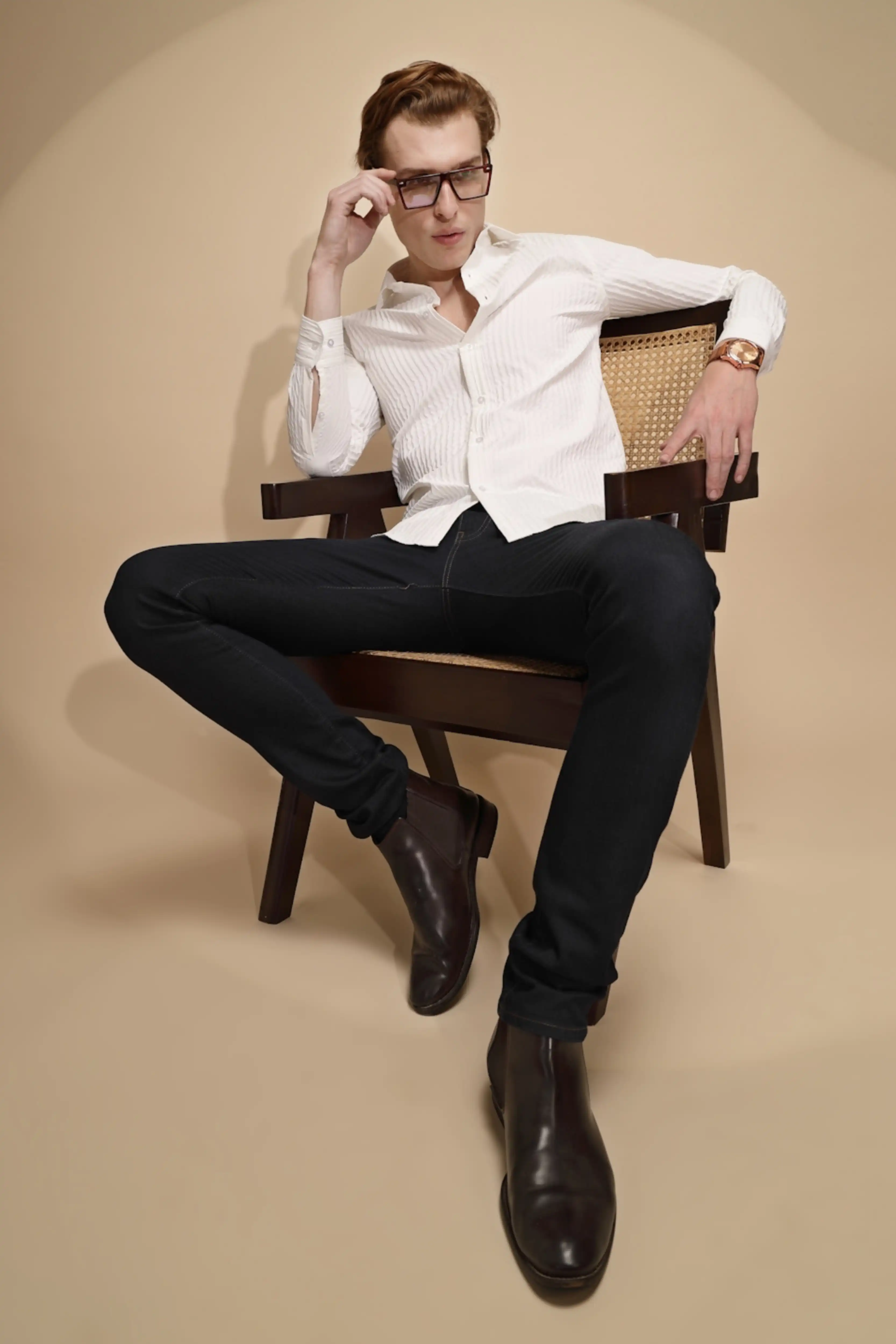 White Solid cotton Slim Fit Shirt - Image 7