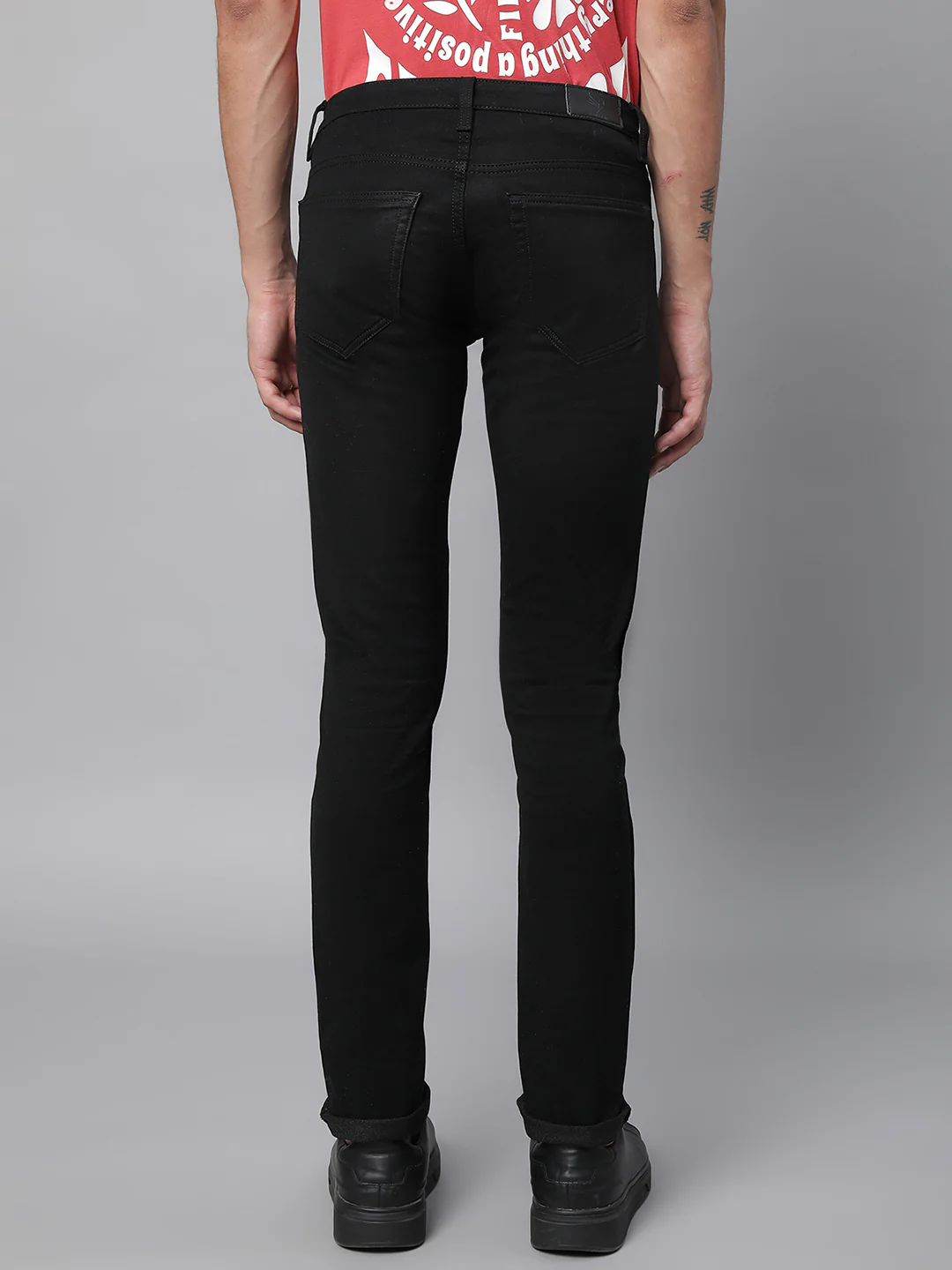 Black Cotton Blend Solid Jeans - Image 9