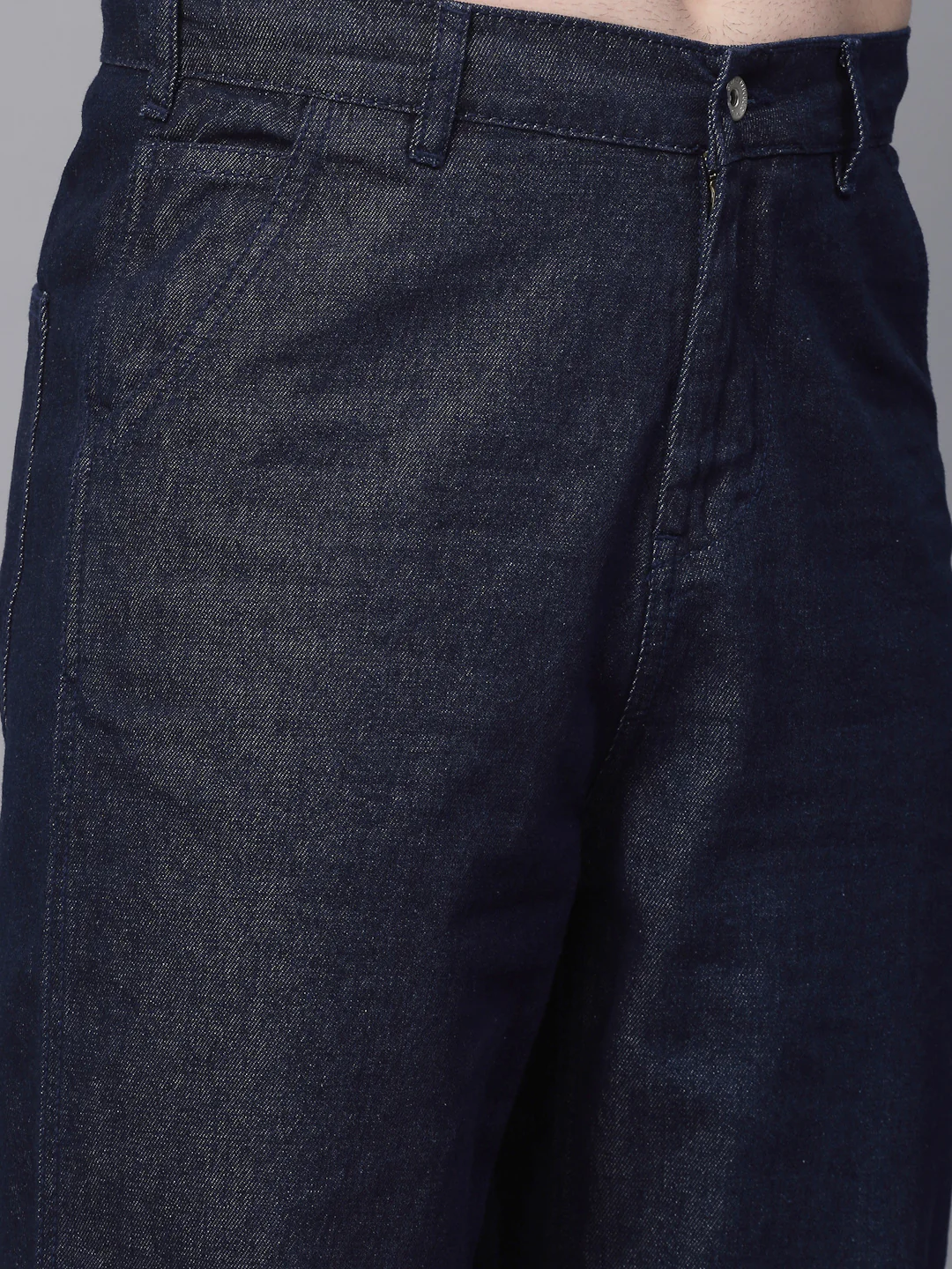 Blue Cotton Solid Jeans - Image 4