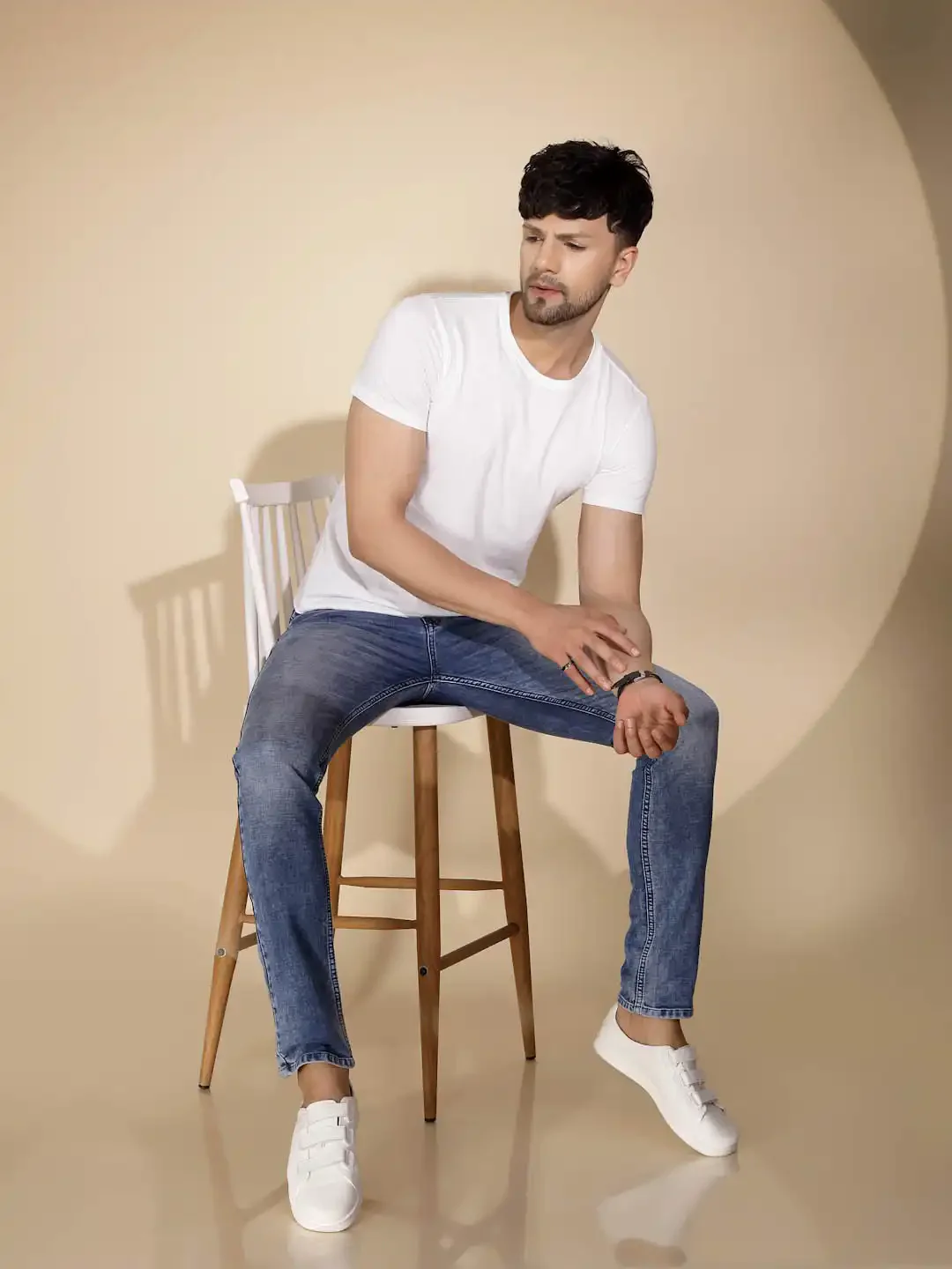 Mens Blue Denim Solid Mid Rise Jeans - Image 7