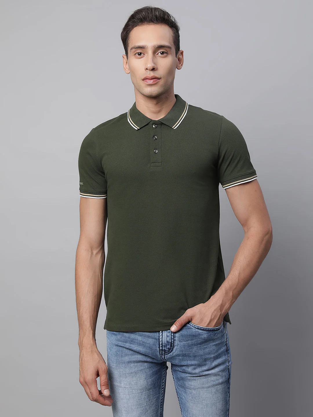 Mens Collar Neck Solid T-Shirt - Image 10