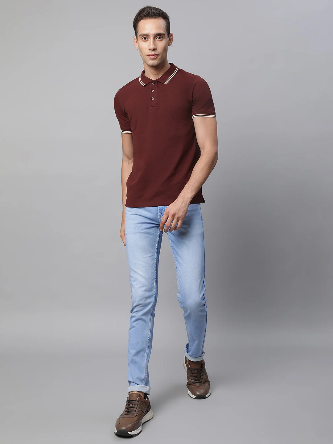 Mens Collar Neck Solid T-Shirt - Image 20