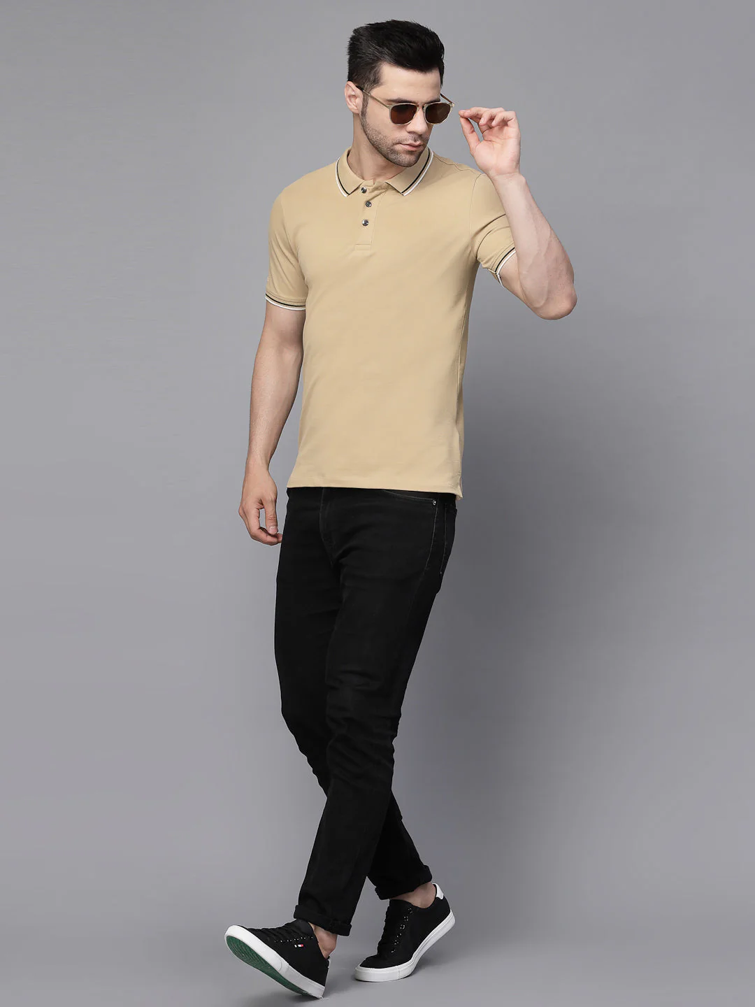Mens Collar Neck Solid T-Shirt - Image 9