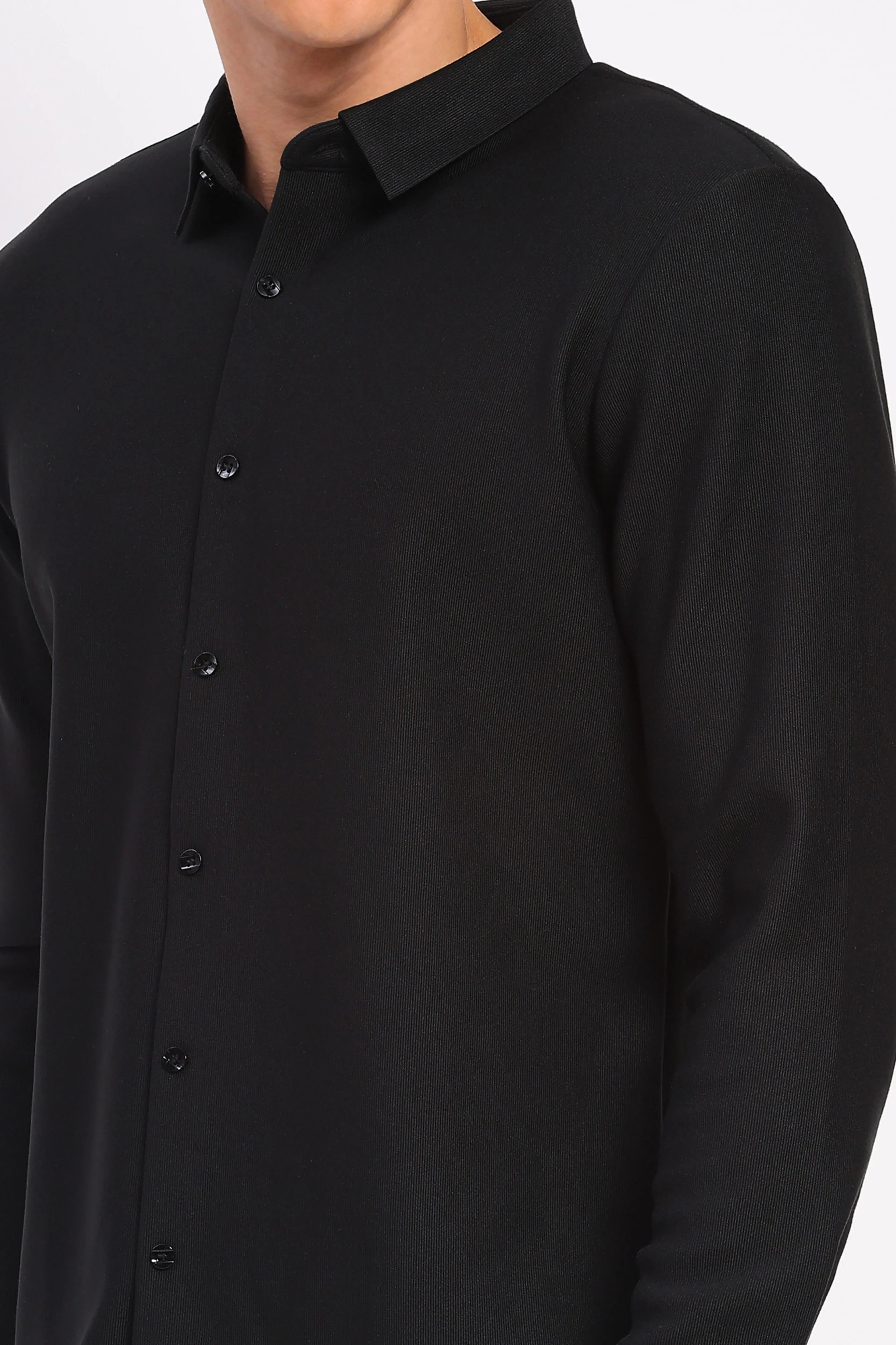Black Fleece-Lined Stretch Winter Shirt - Image 5