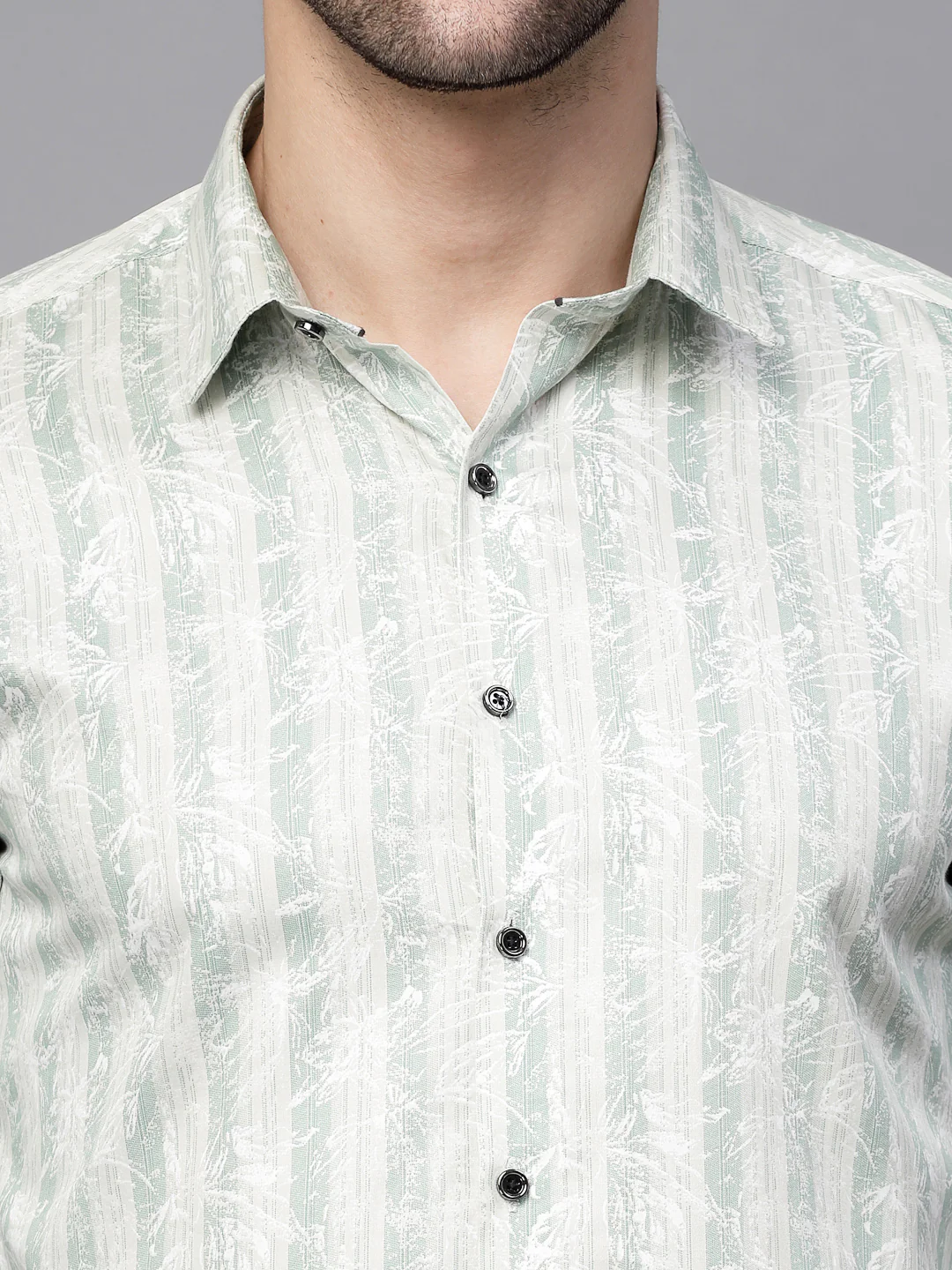 Green Striped Cotton Blend Shirt - Image 9