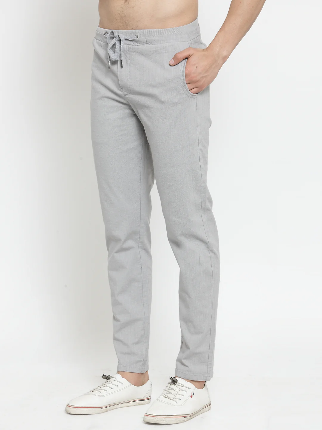 Greyish Solid Cotton Linen Lower - Image 4