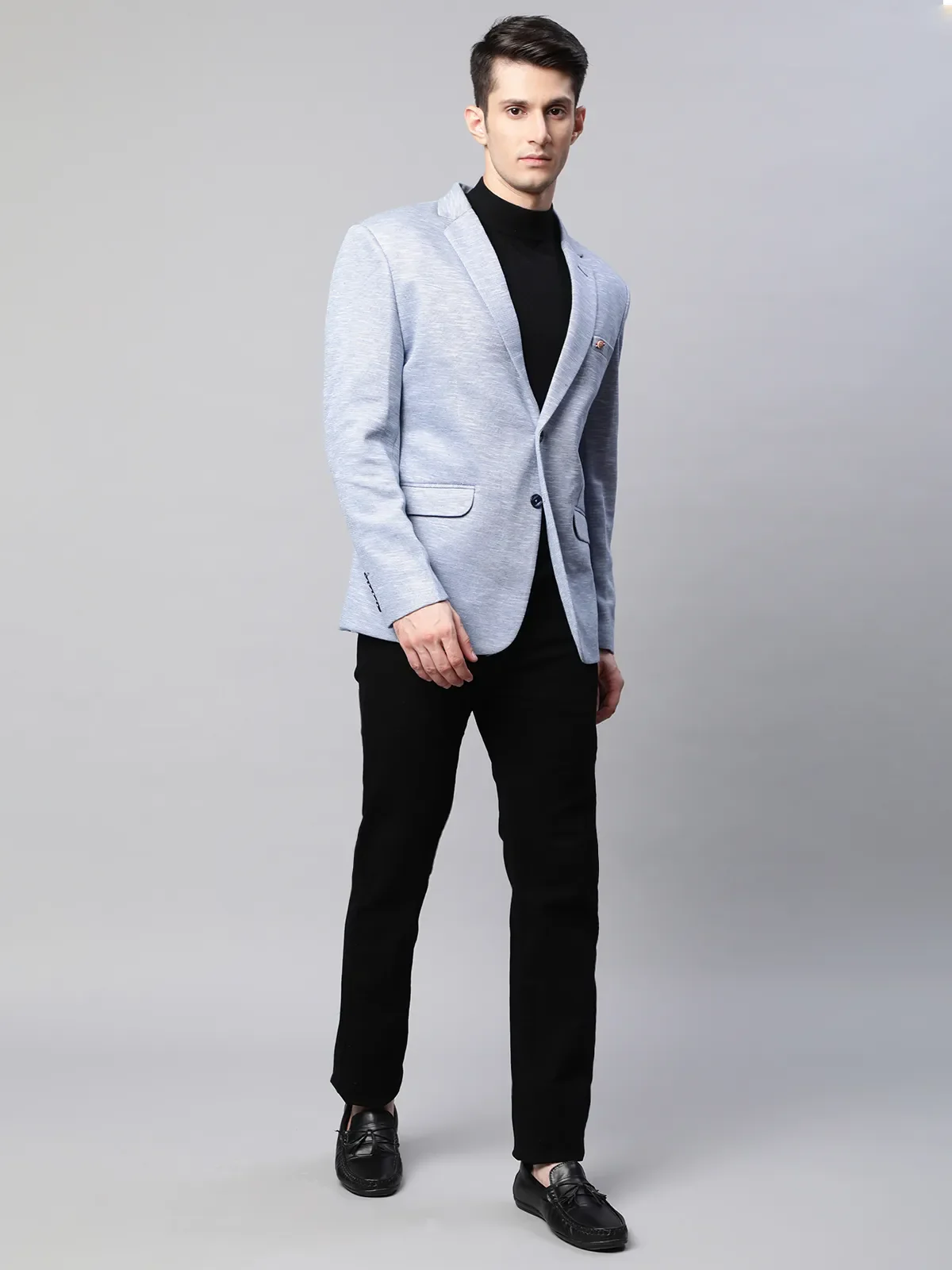 Sky Blue Cotton Textured Coat - Image 6