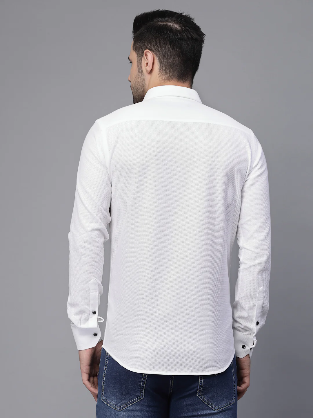 s White Full Sleeve Collar Neck Solid Shirt - Image 8