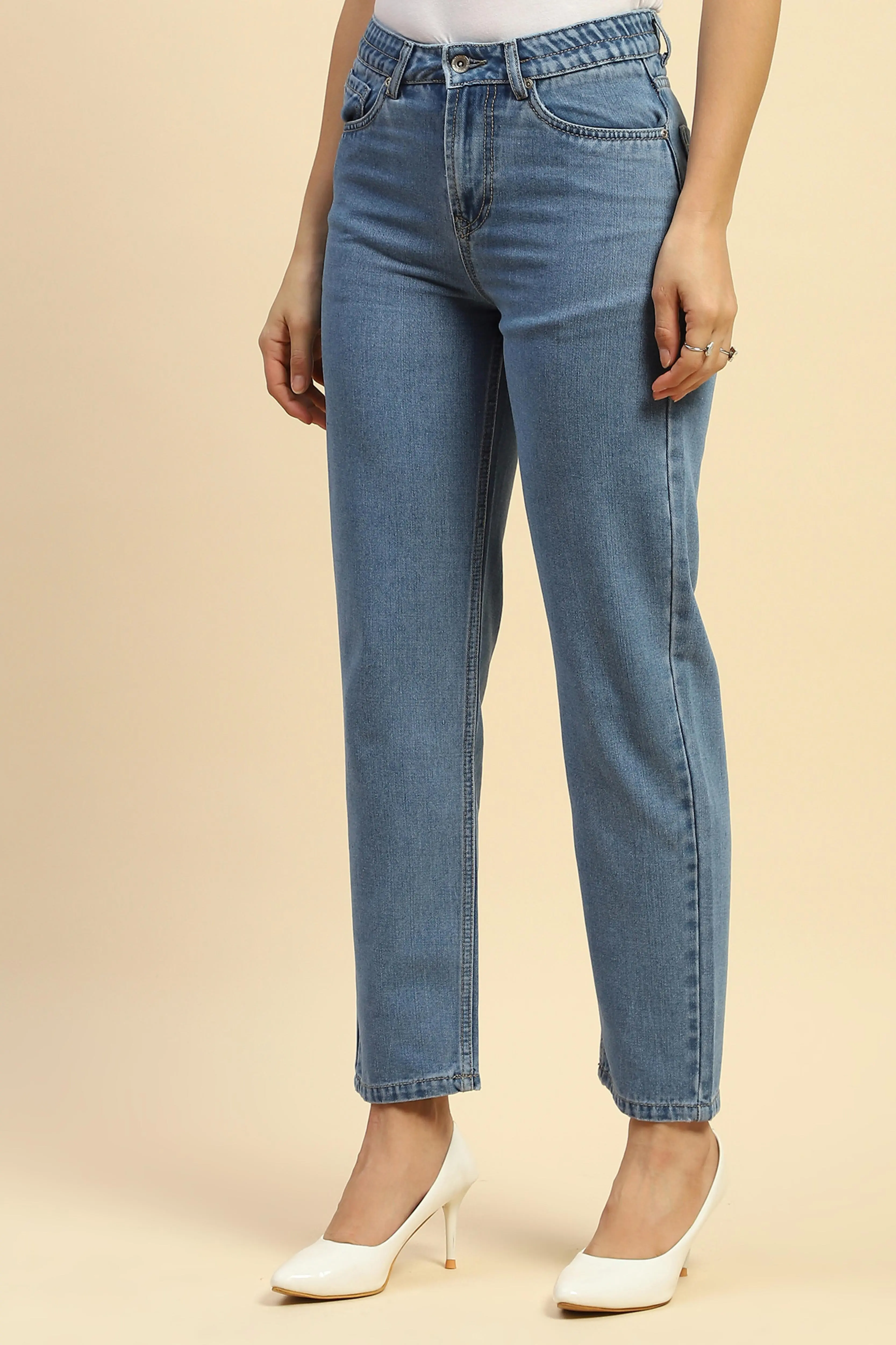 Blue Mom Fit Jeans - Image 2