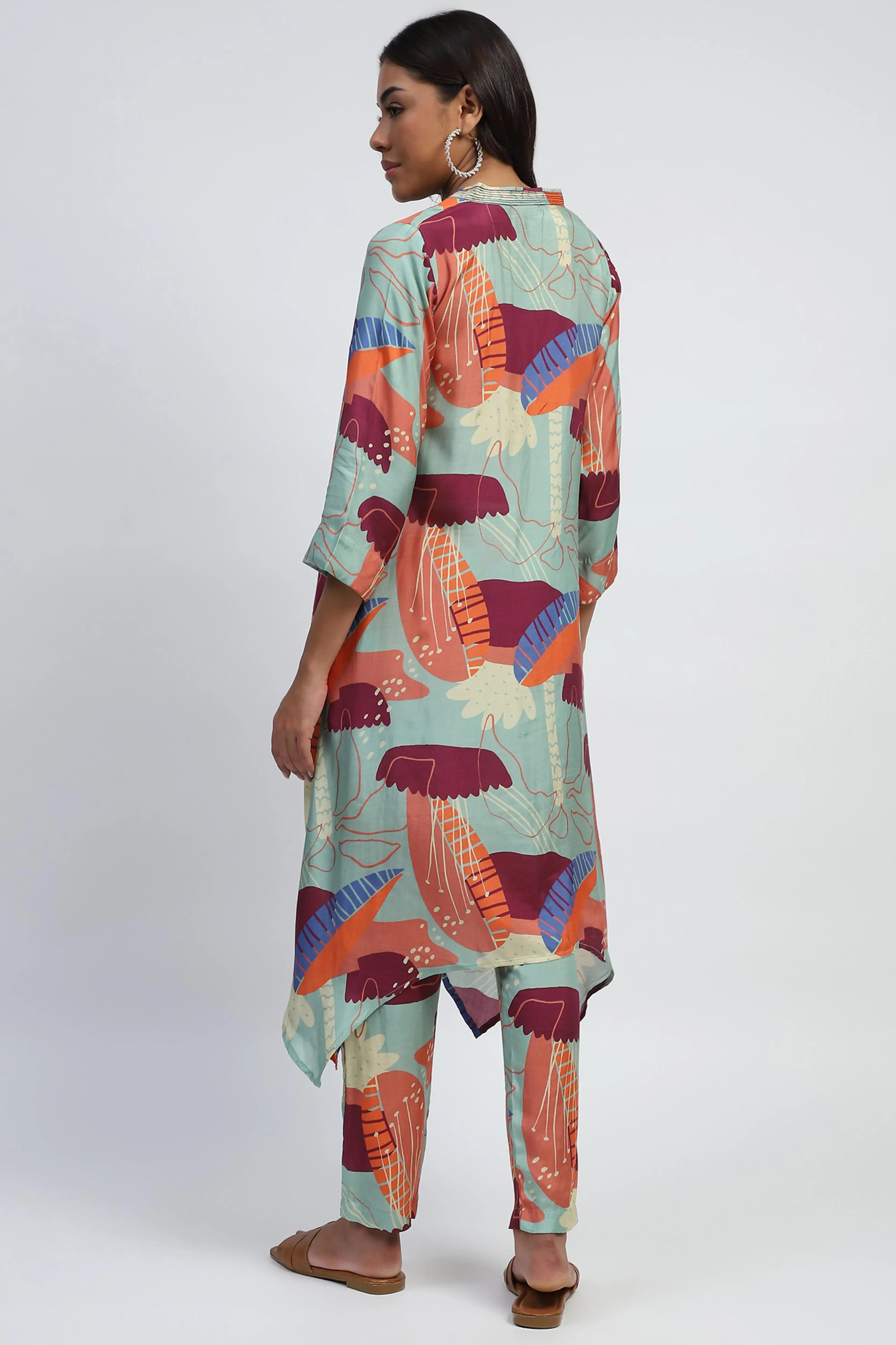 Multi Abstract Print Rayon Kurta Set - Image 4