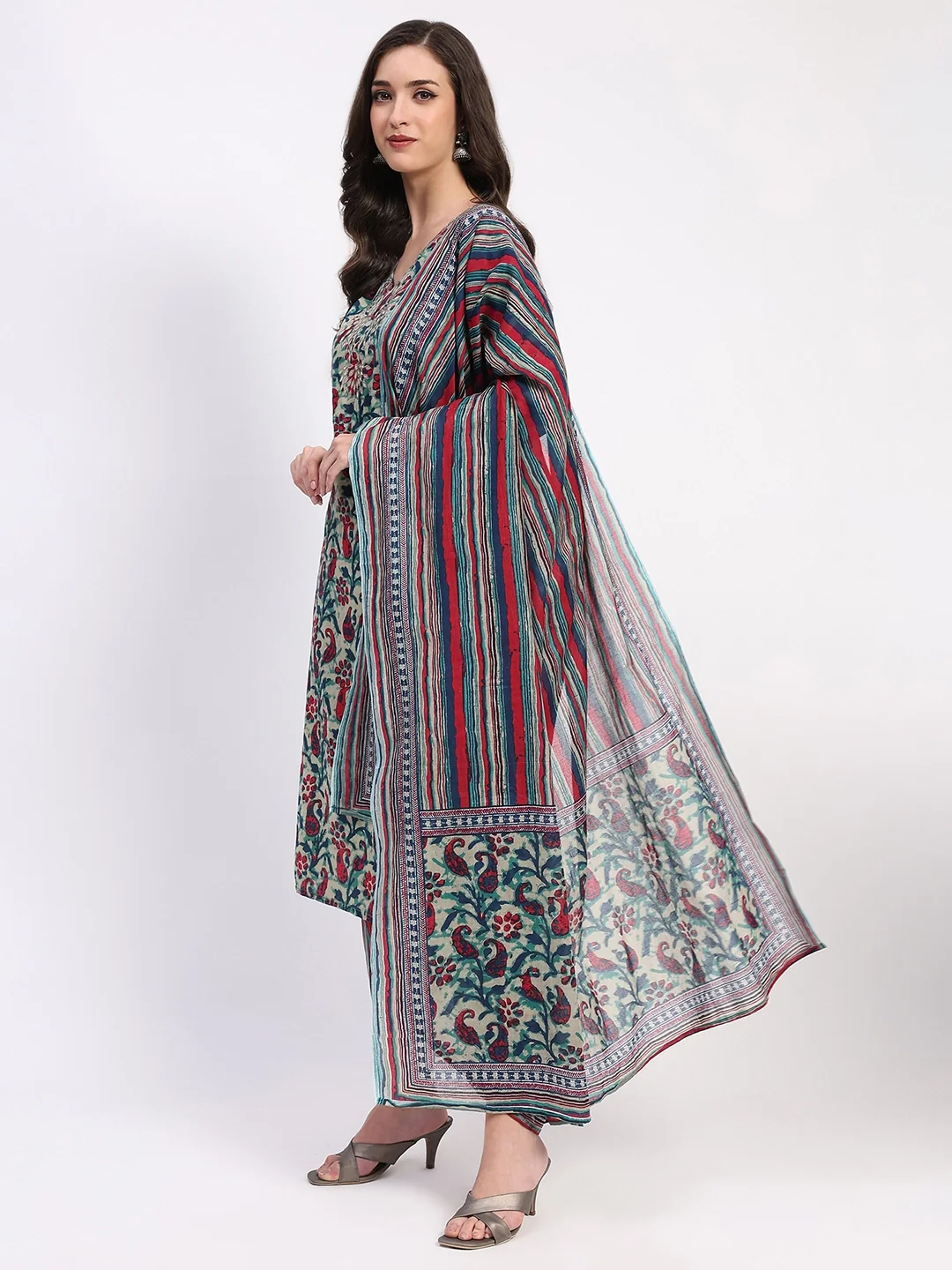 Multi Festive Cotton Suit Set - Image 10