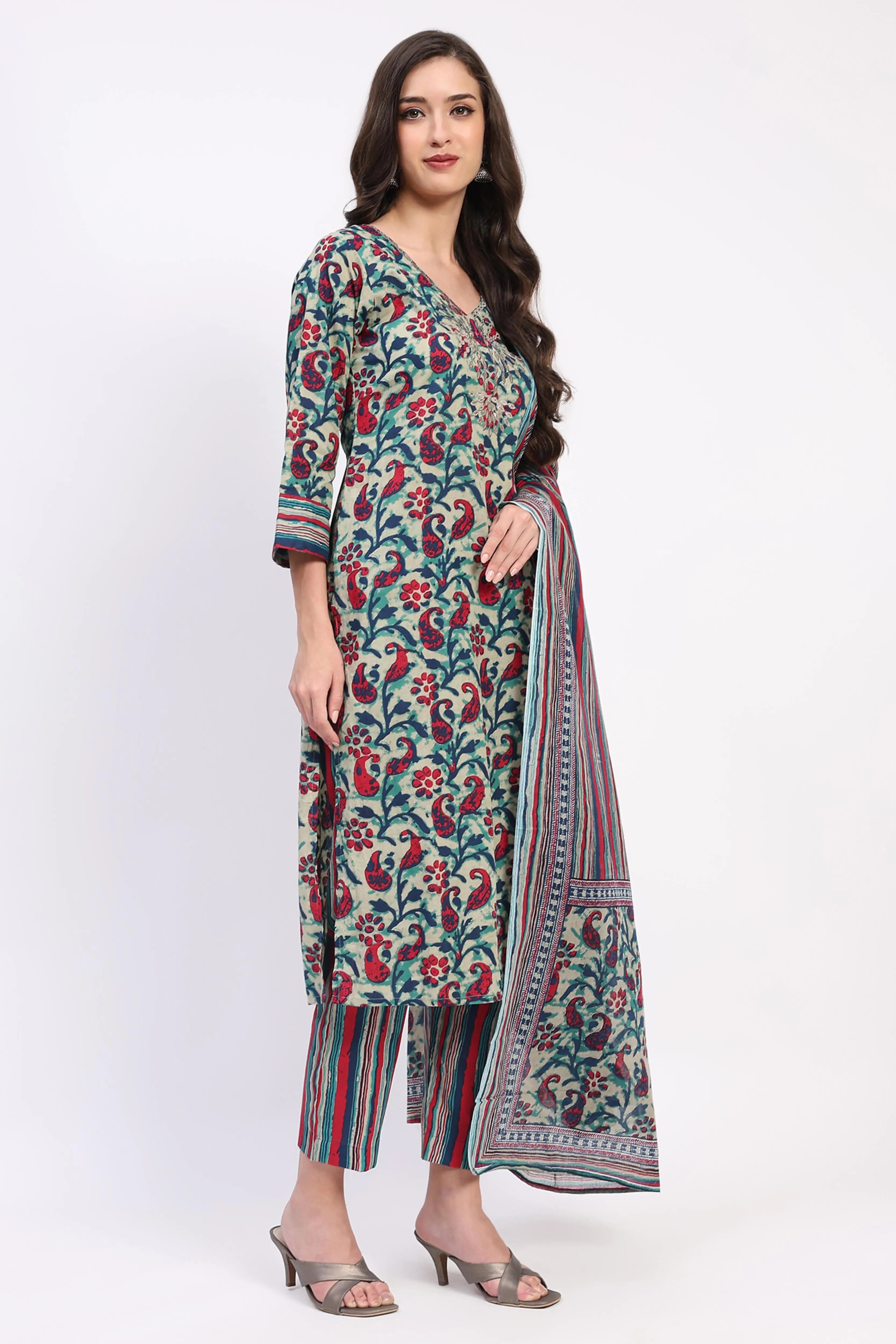 Multi Festive Cotton Suit Set - Image 3